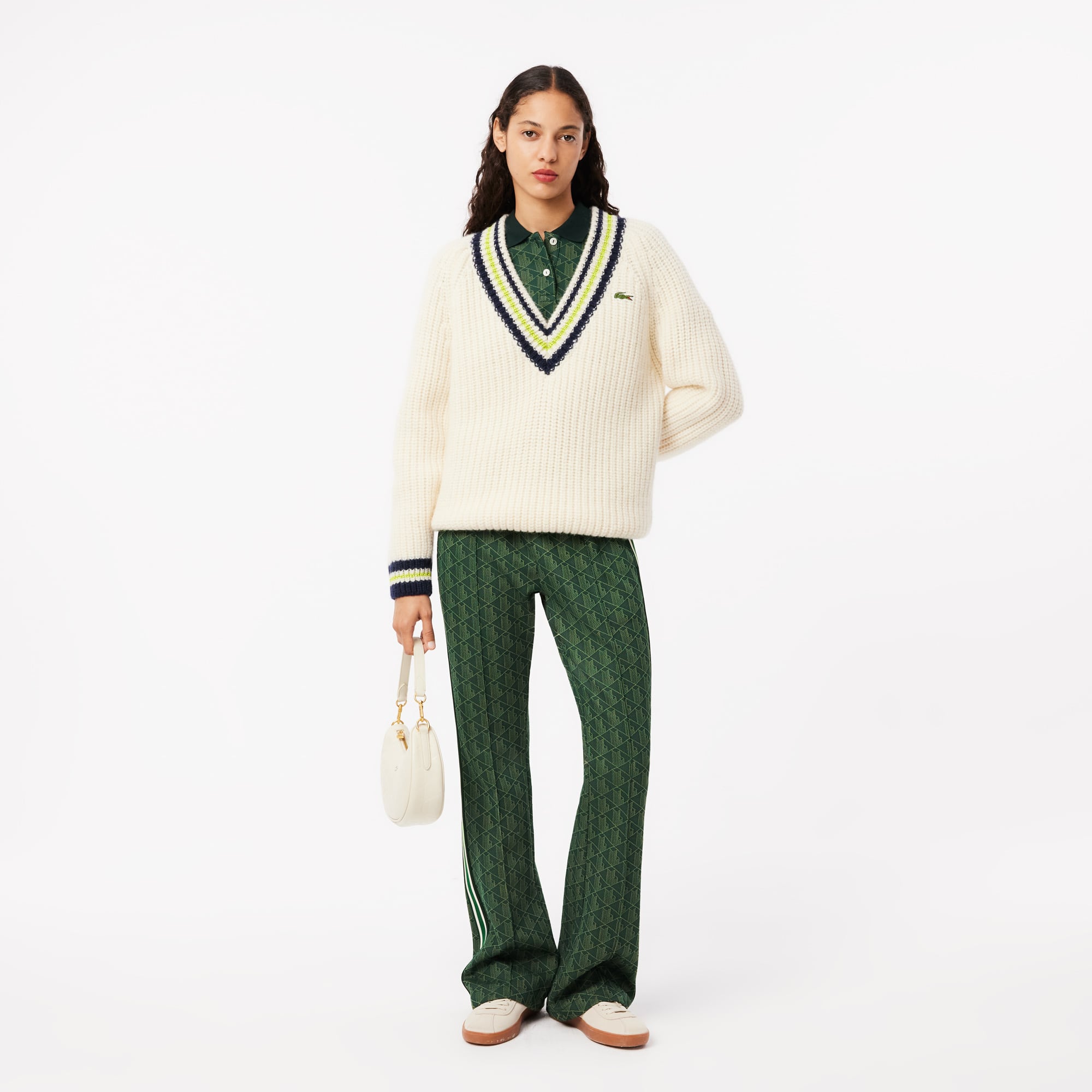 Women's Slim Fit Monogram Polo - Green / Khaki Green