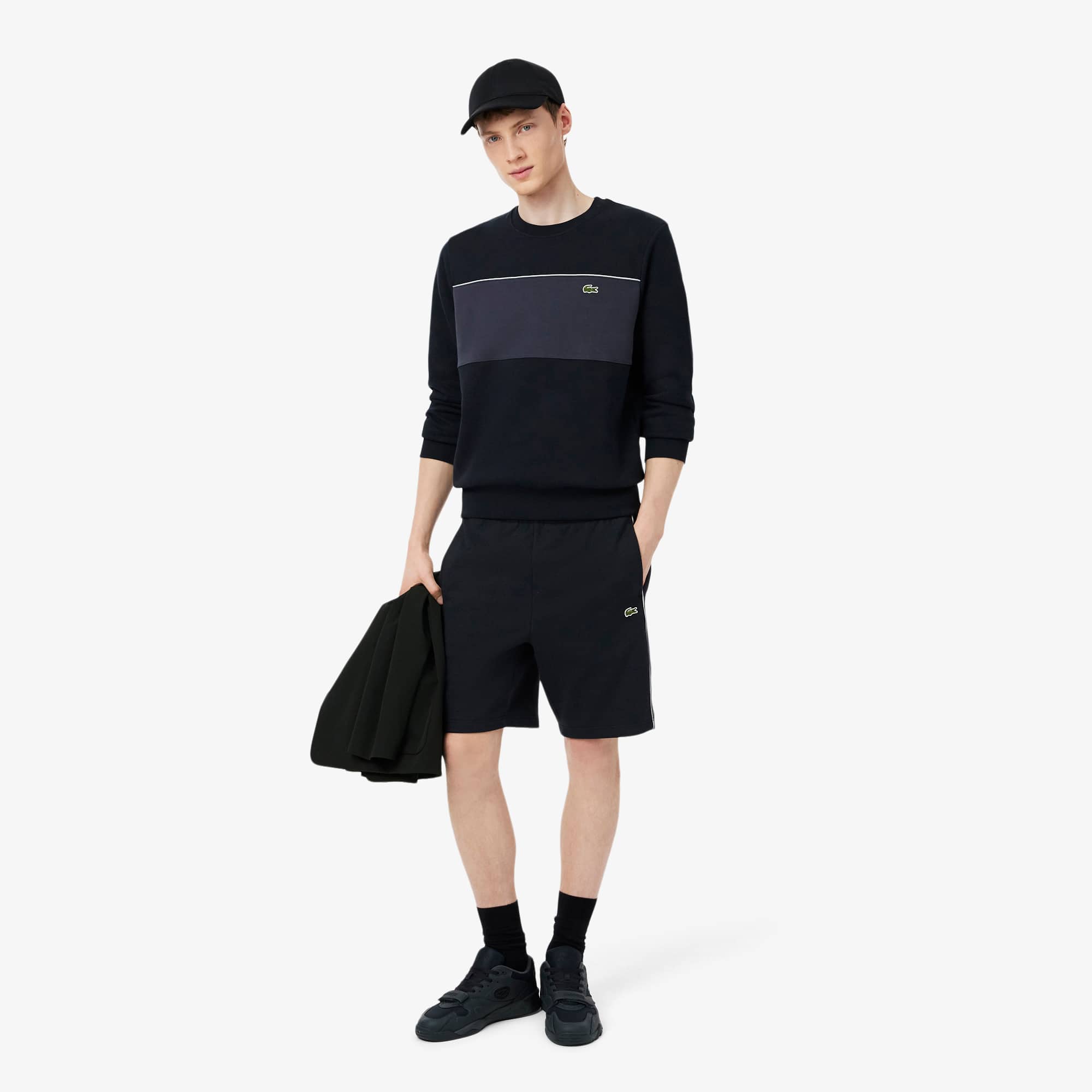 Regular Fit Colorblock Fleece Shorts - Noir / Gris Fonce