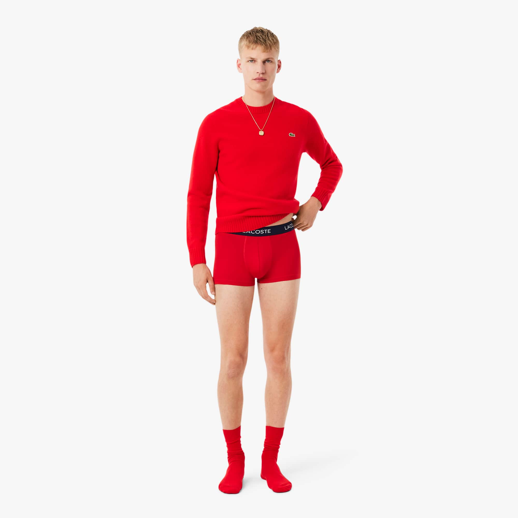 Men's 3-Pack Microfiber Trunks - Navy Blue / White / Red