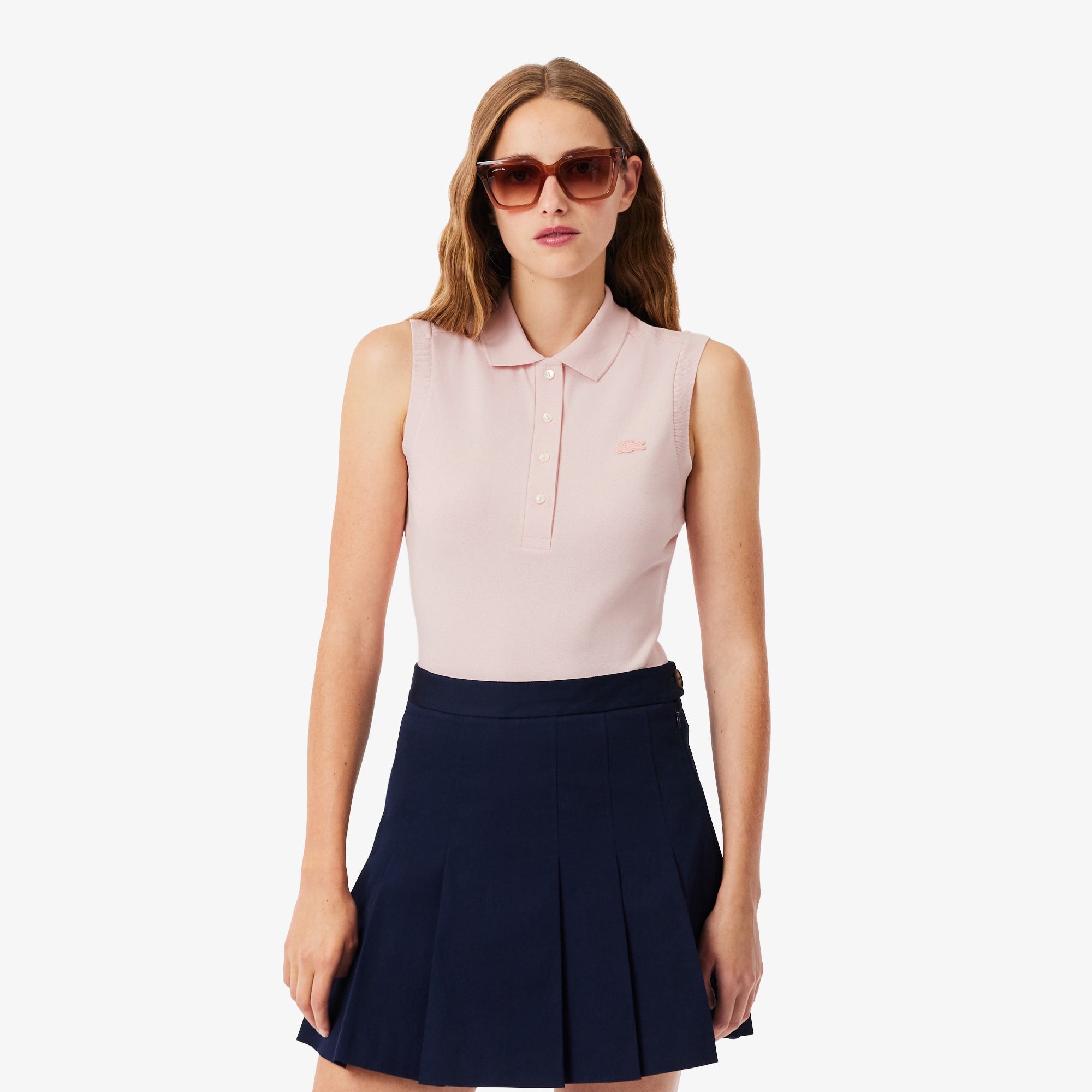 Women's Slim Fit L.12.D Sleeveless Stretch Polo - Light Pink