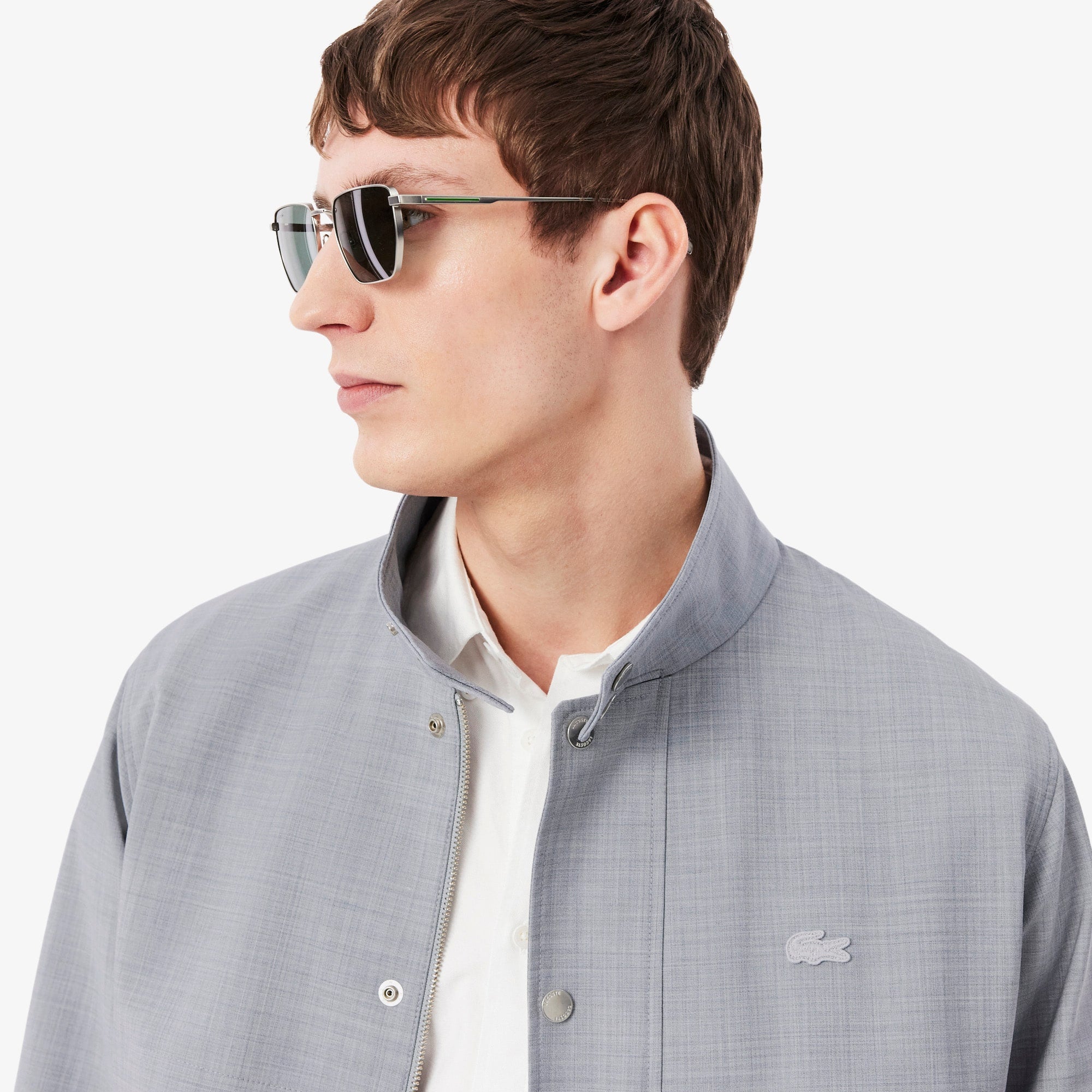 Wool Blend Harrington Jacket - Light Grey