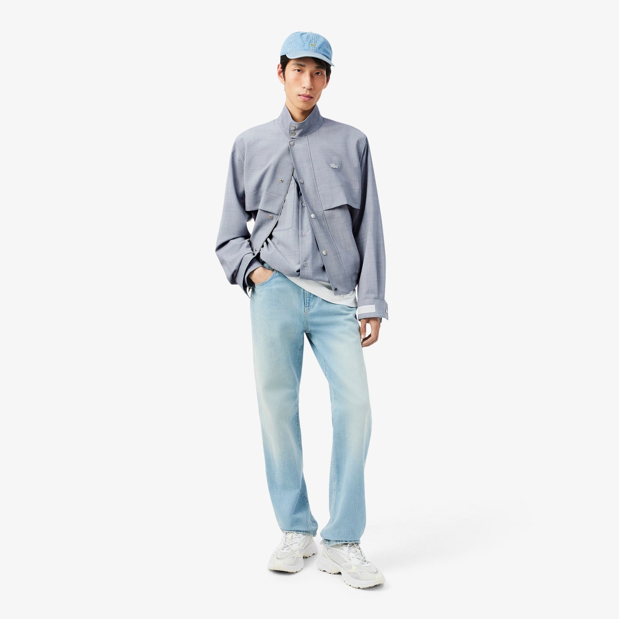 Oversized Wool Blend Overshirt - Light Grey