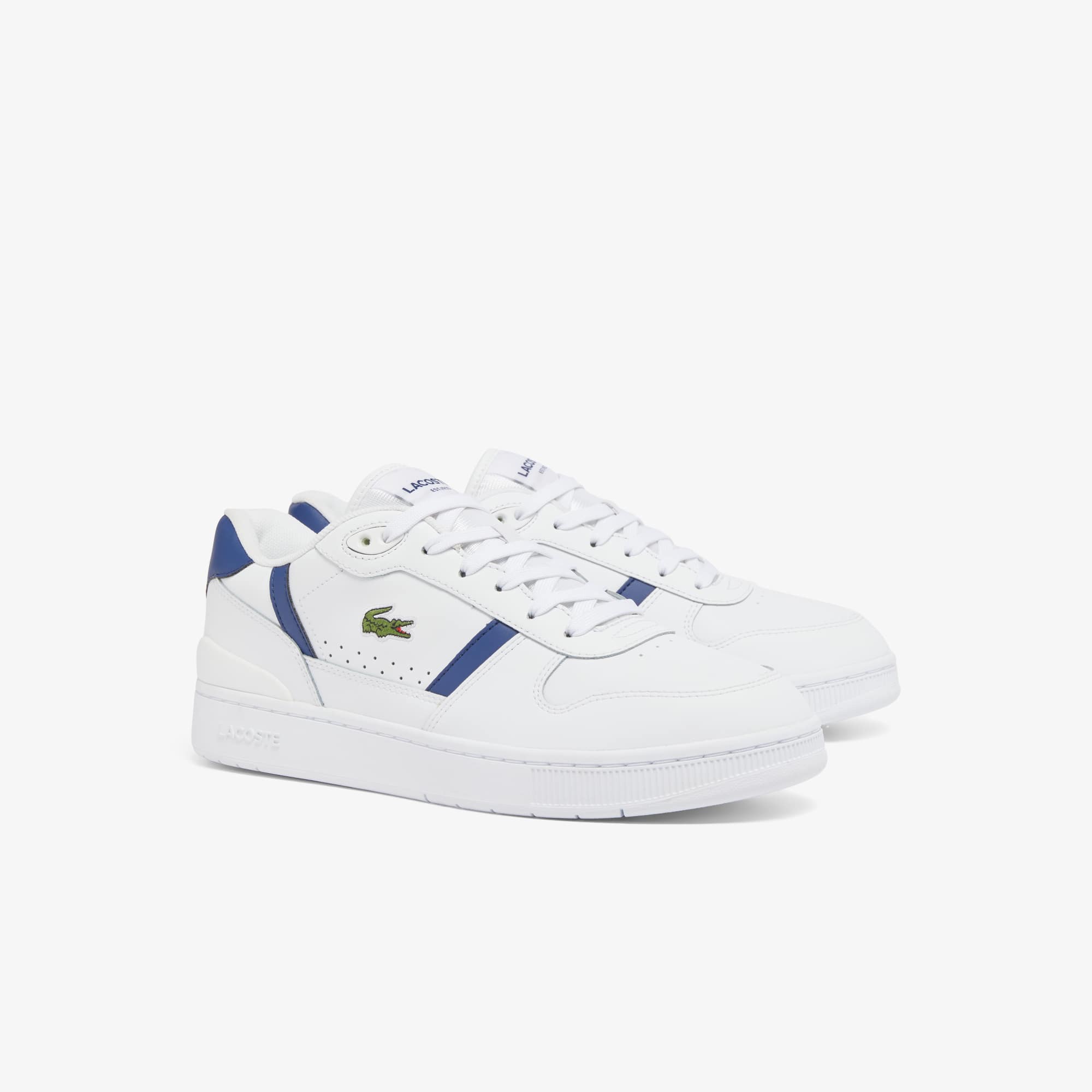 Men's T-Clip Set Leather Sneakers - WHITE / NAVY