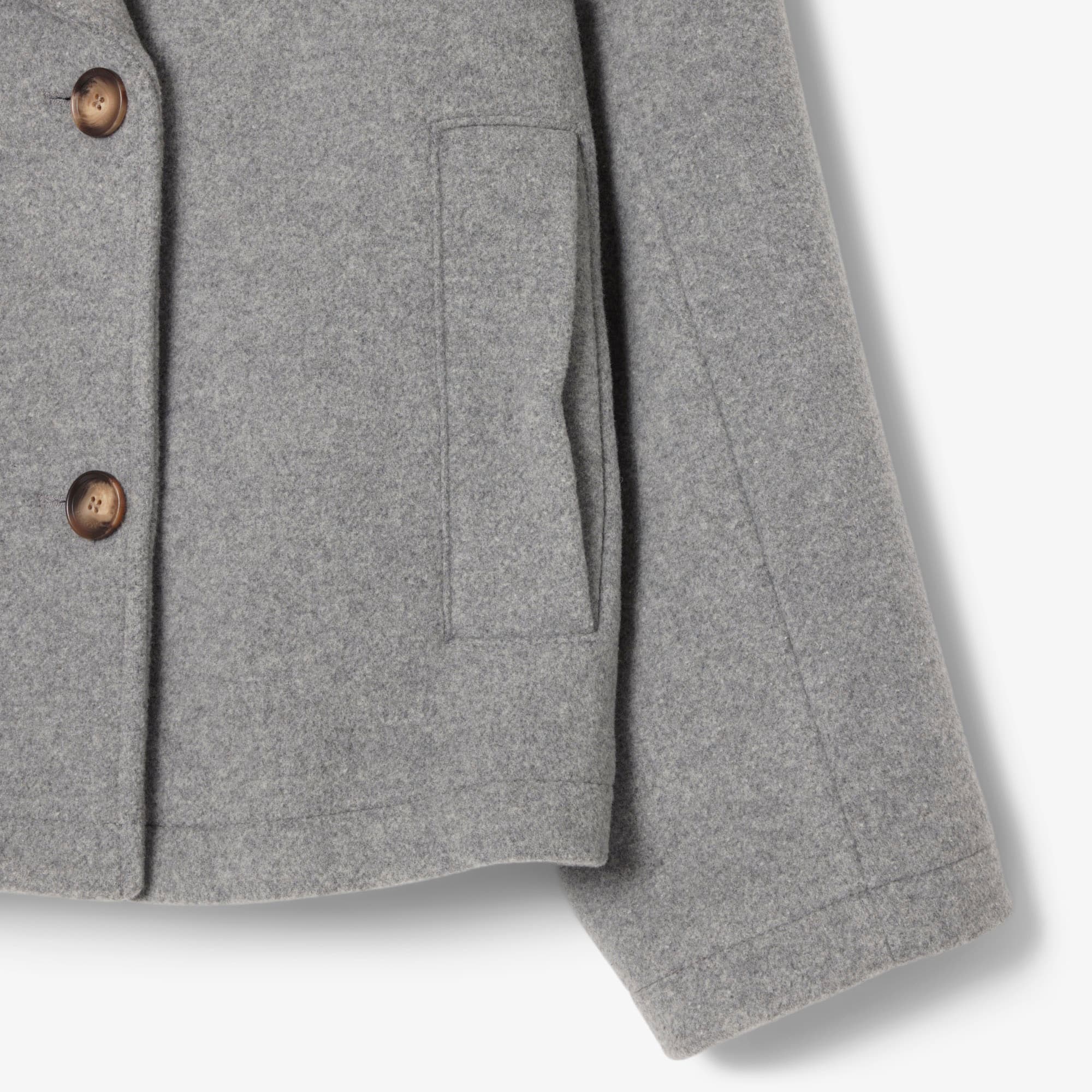 Women's Short Oversized Wool Blend Pea Coat - Grey pitch