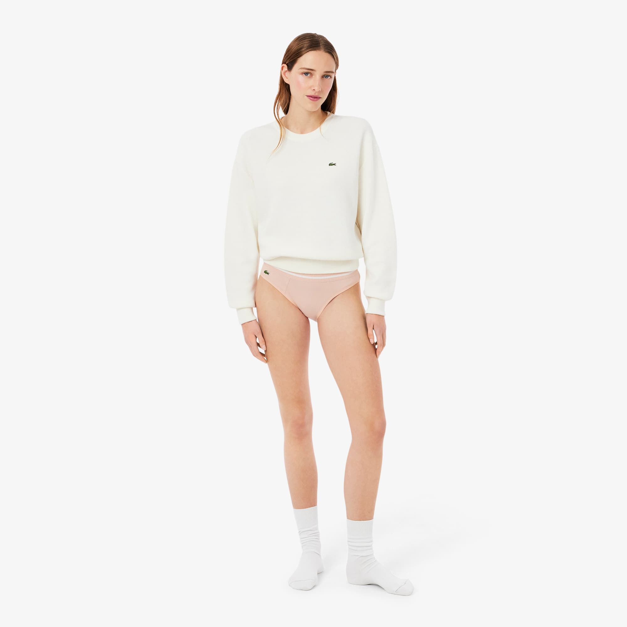 Stripe Waist Cotton Briefs - Rose