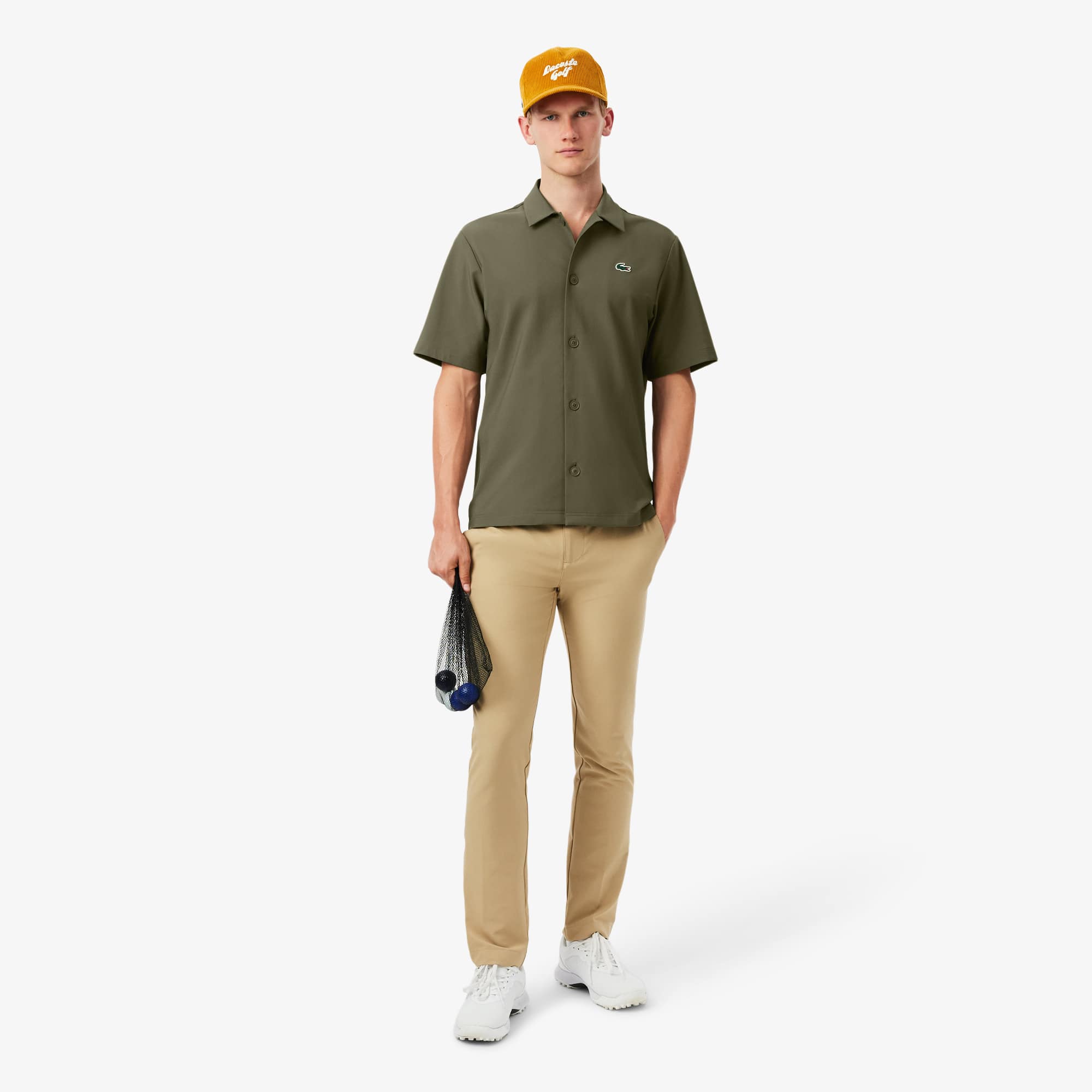 Men's Ultra Dry Printed Stretch Golf Shirt - Khaki Green