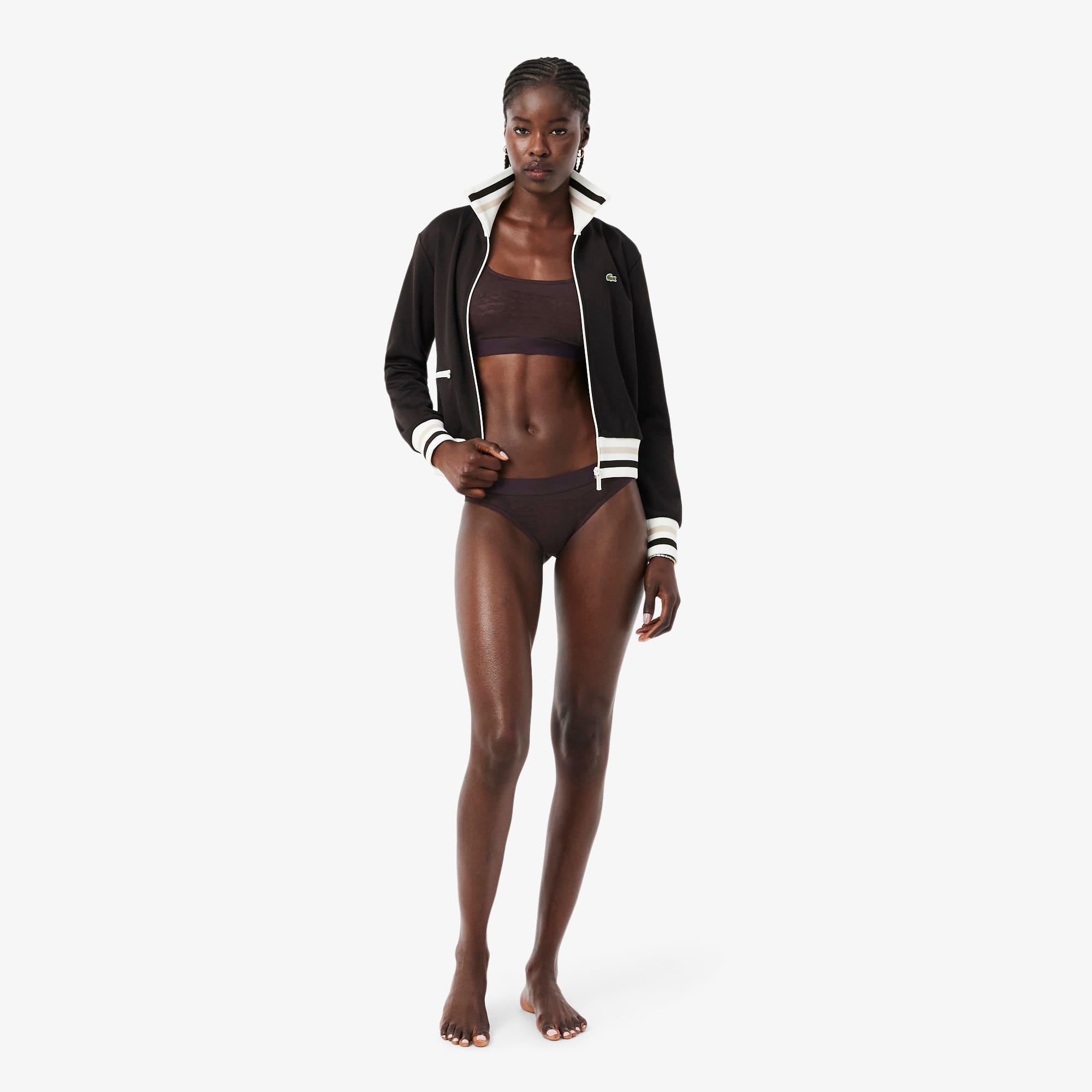 Crocodile Accent Mesh Bralette - Brown