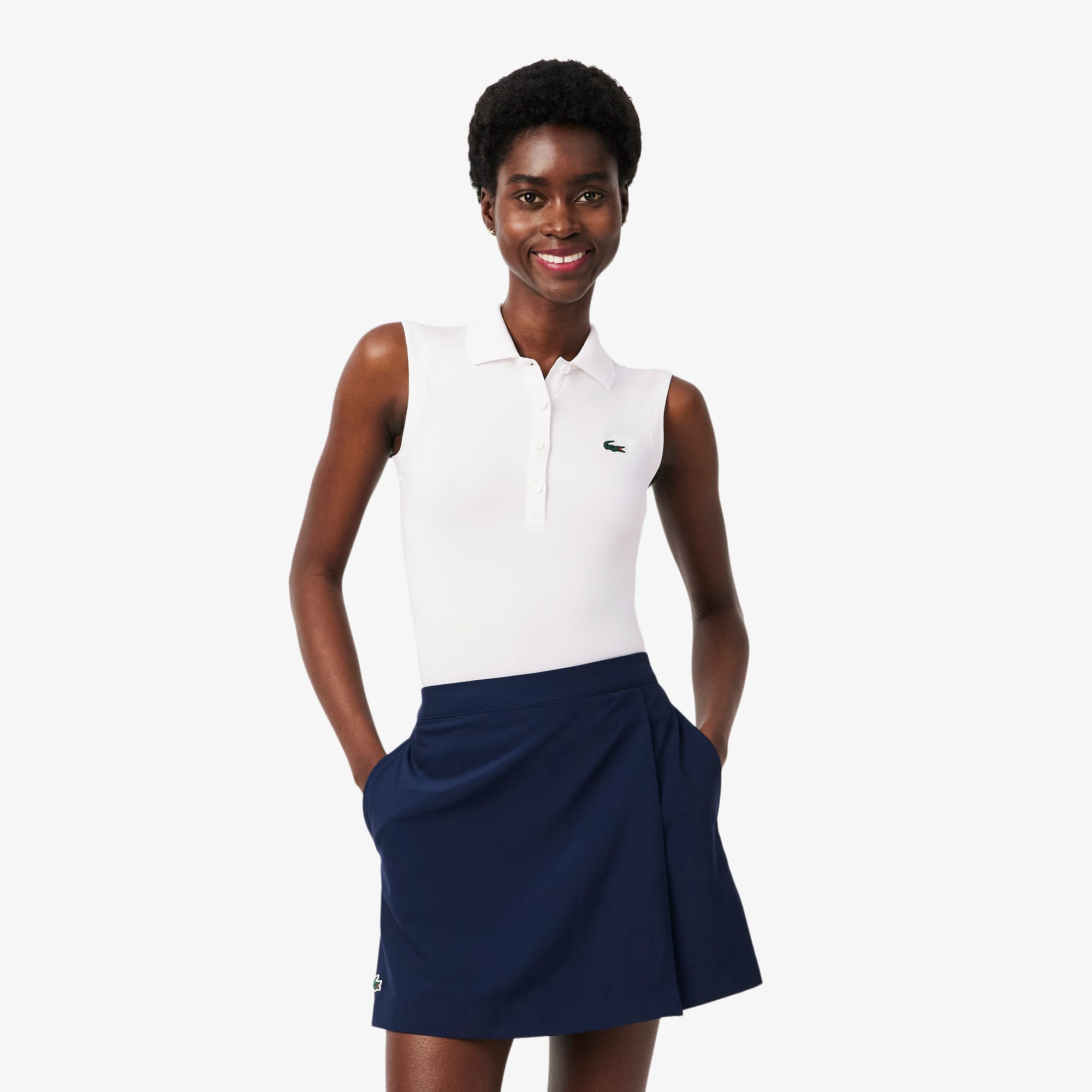 Women's Slim Fit UV Protect Stretch Golf Polo - White