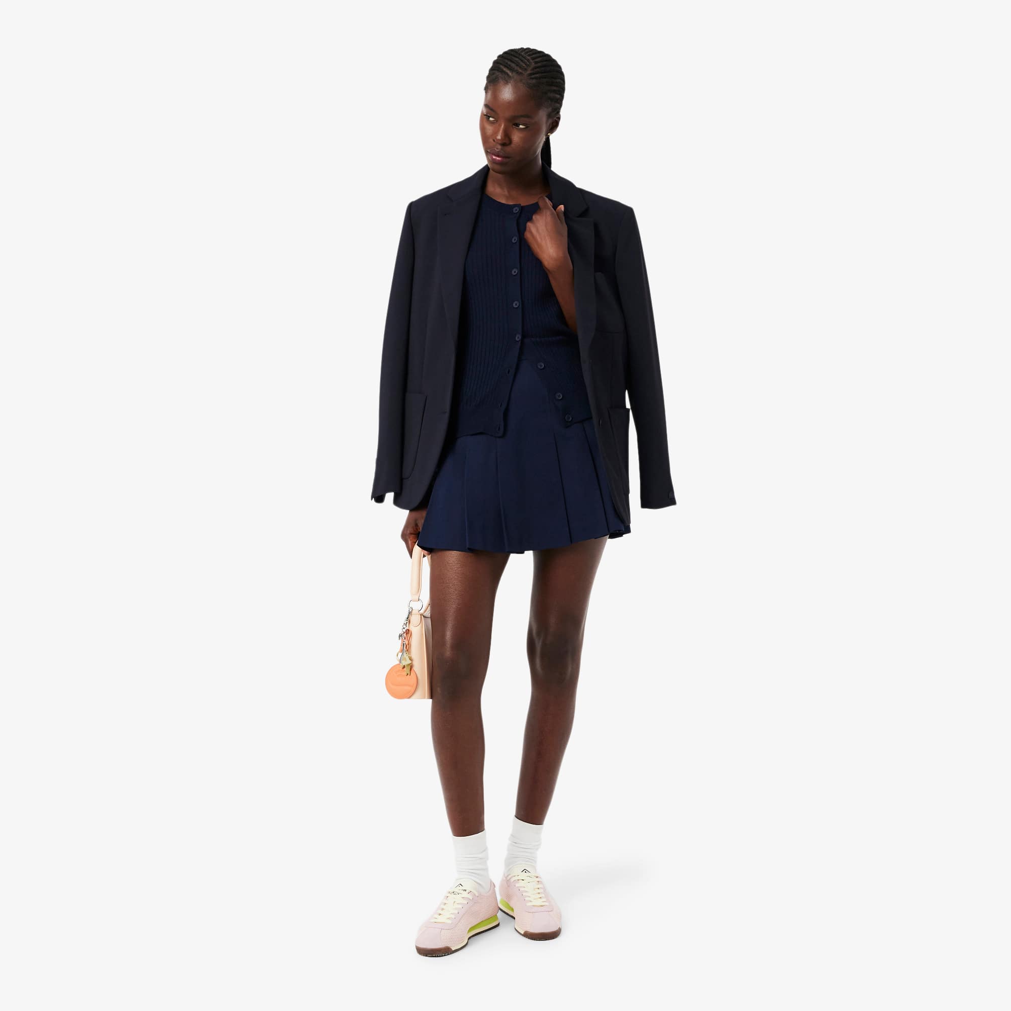 Women's Rib Knit Merino Wool Cardigan - Navy Blue