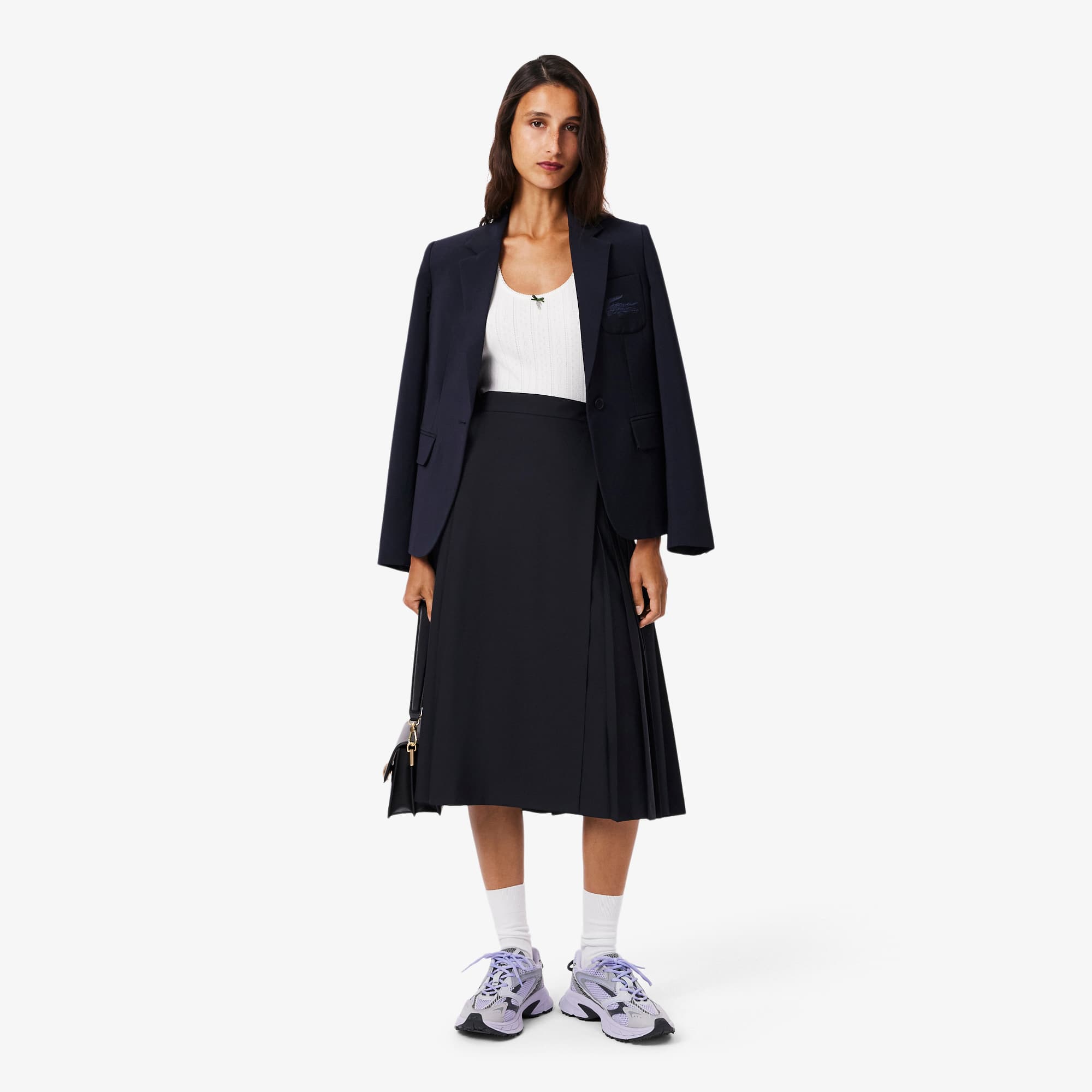 Women's Pleated Wool Midi Wrap Skirt - Abysm blue
