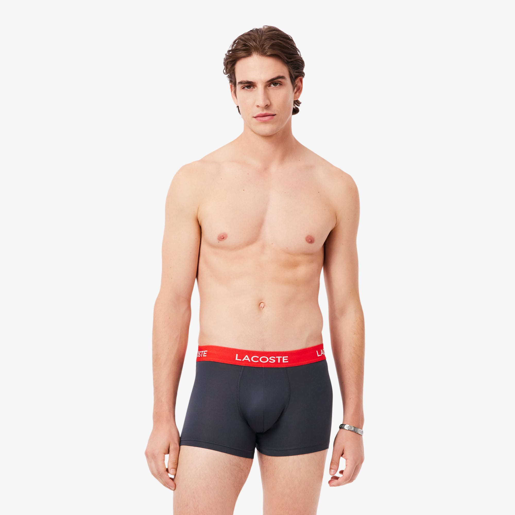 Men's 3-Pack Microfiber Trunks - Dark Grey / Red / Blue / Black