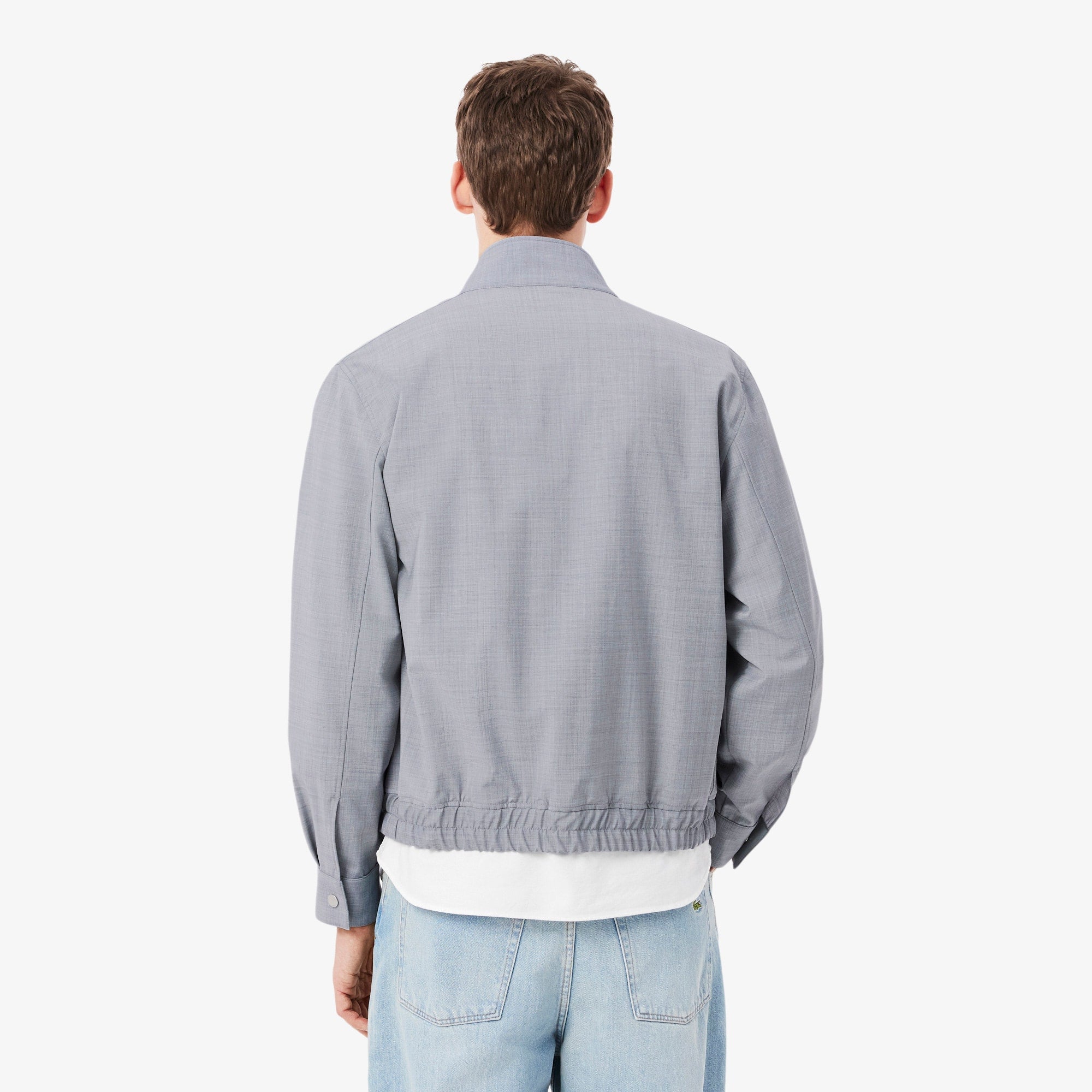Wool Blend Harrington Jacket - Light Grey