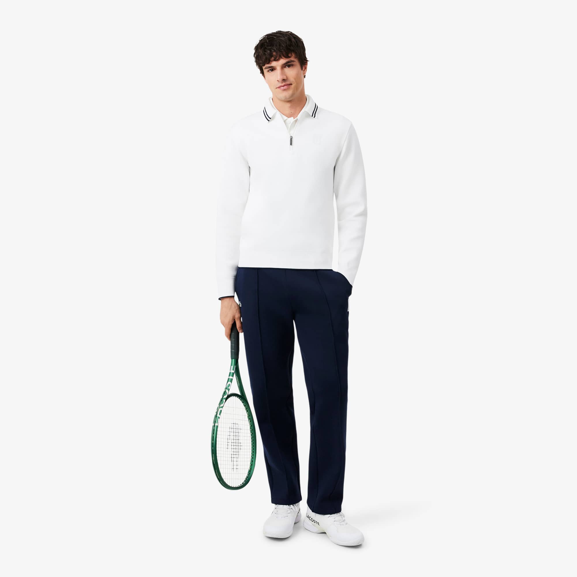 Tennis Heritage Polo Collar Zipped Sweatshirt - White
