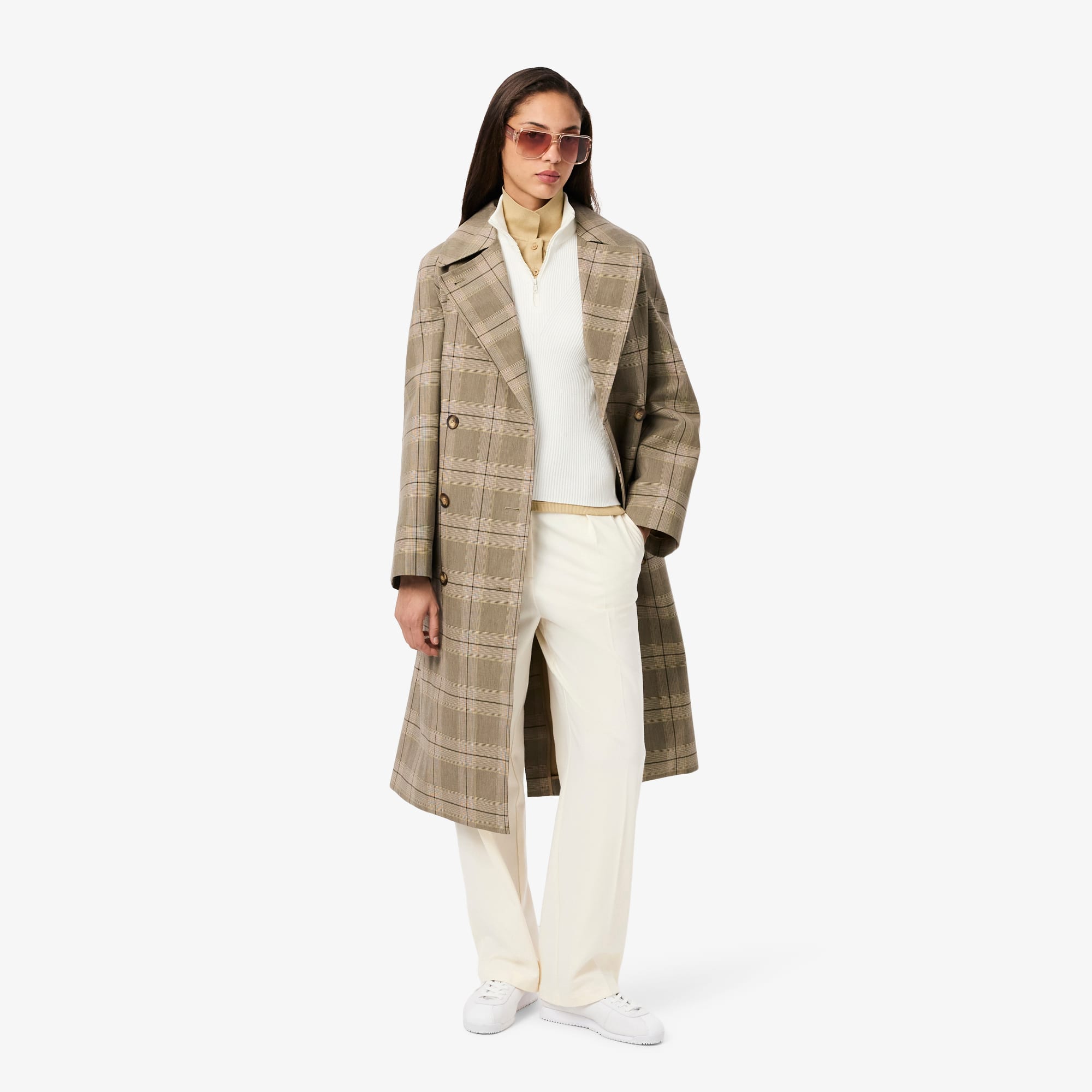 Women's High-Neck 3D Ribbed Knit Sweater - White