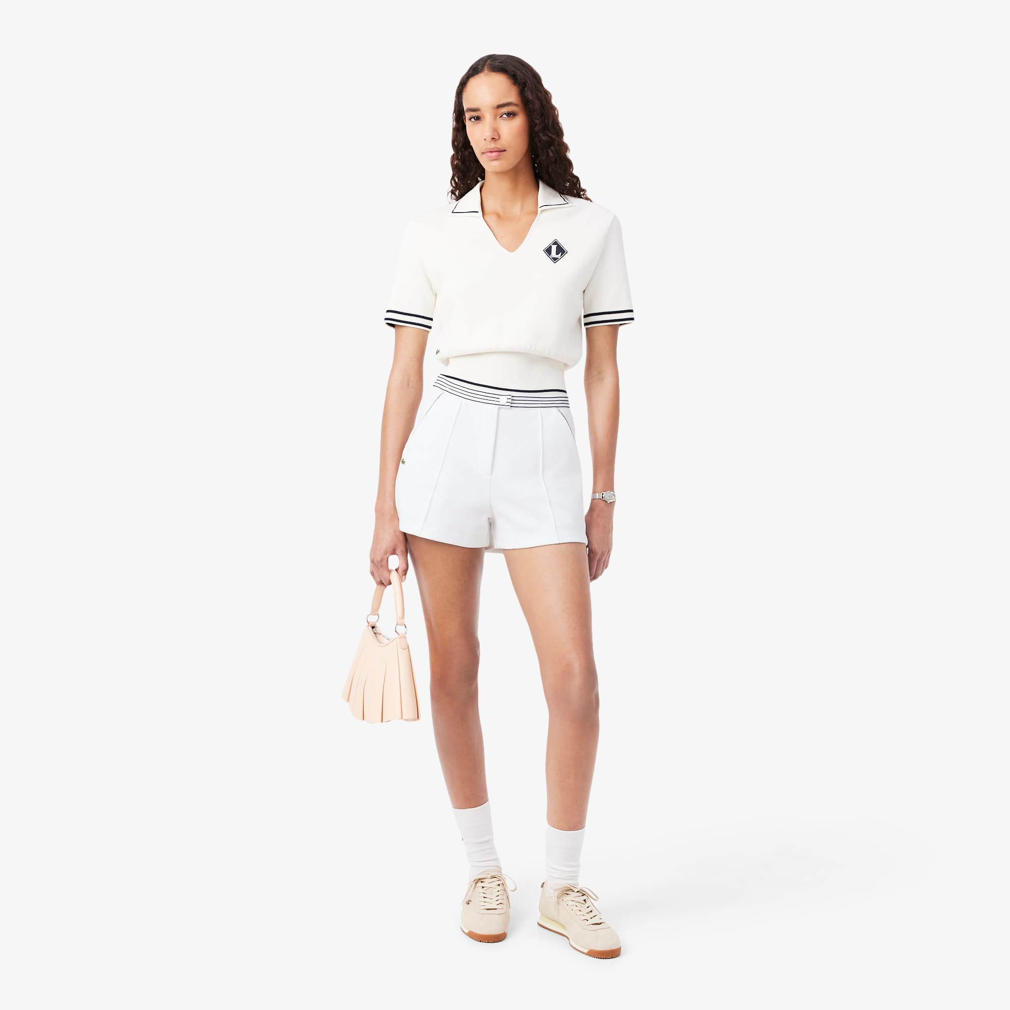 Made In France Piqué Shorts - White / Navy Blue