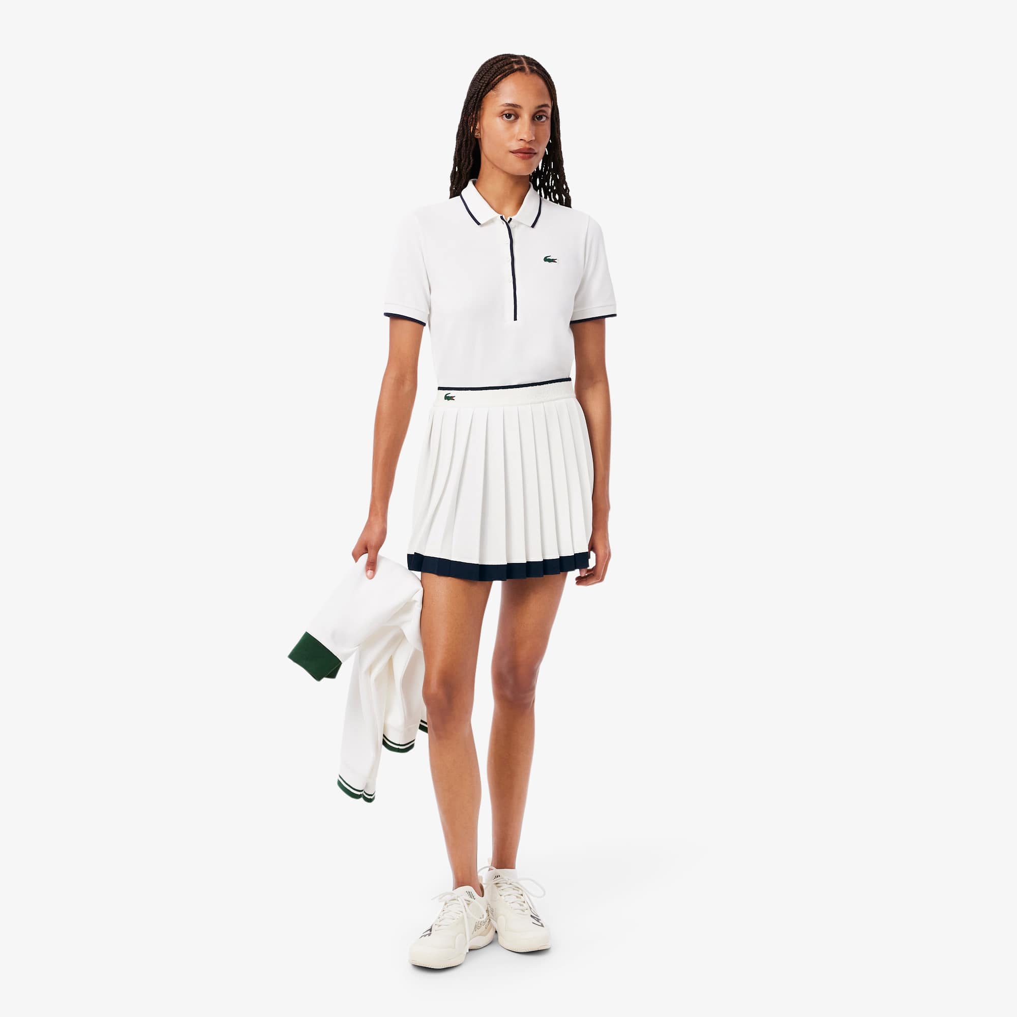Women's Ultra Dry Tennis Heritage Stretch Skirt - White / Navy Blue