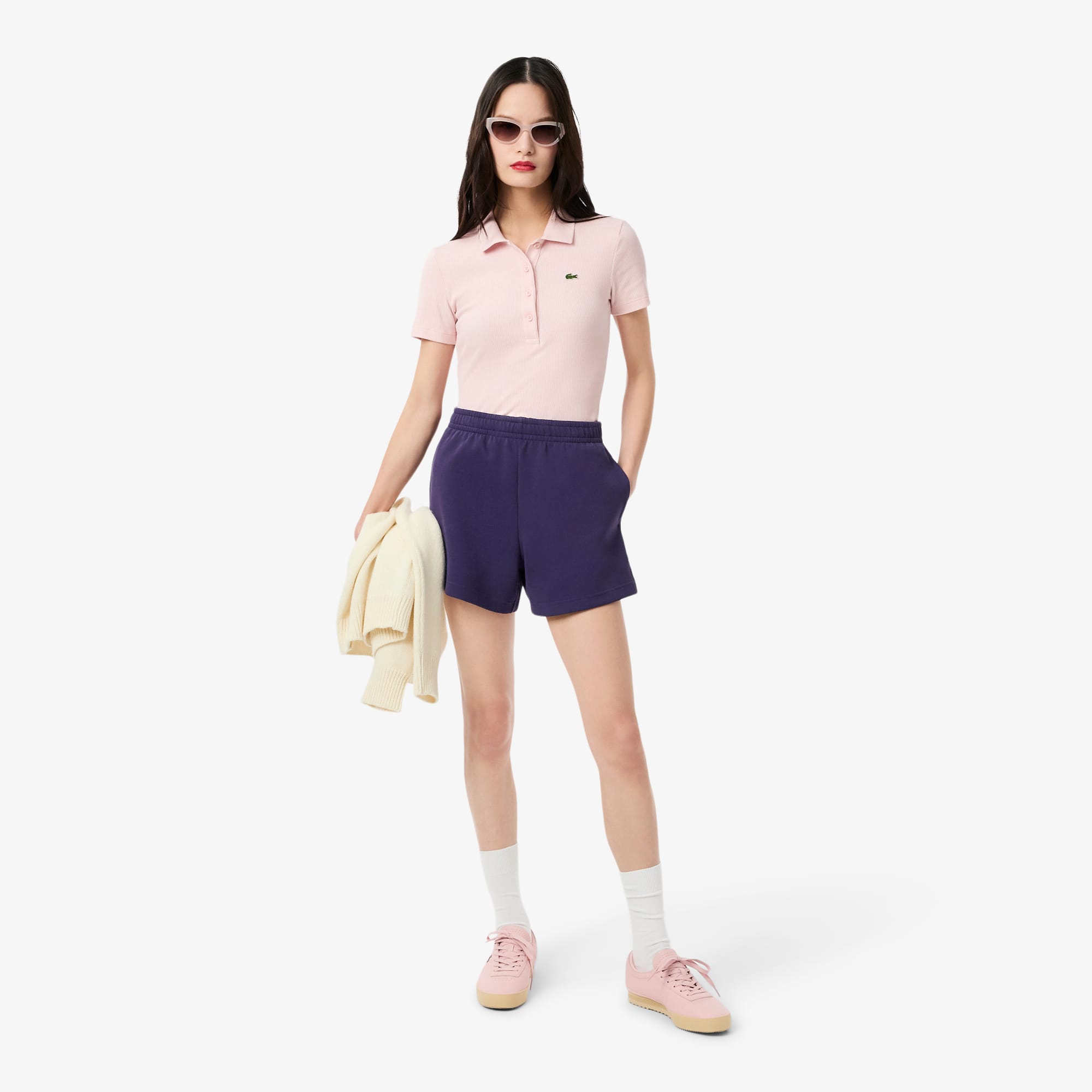 Women's Double Face Piqué Shorts - Purple