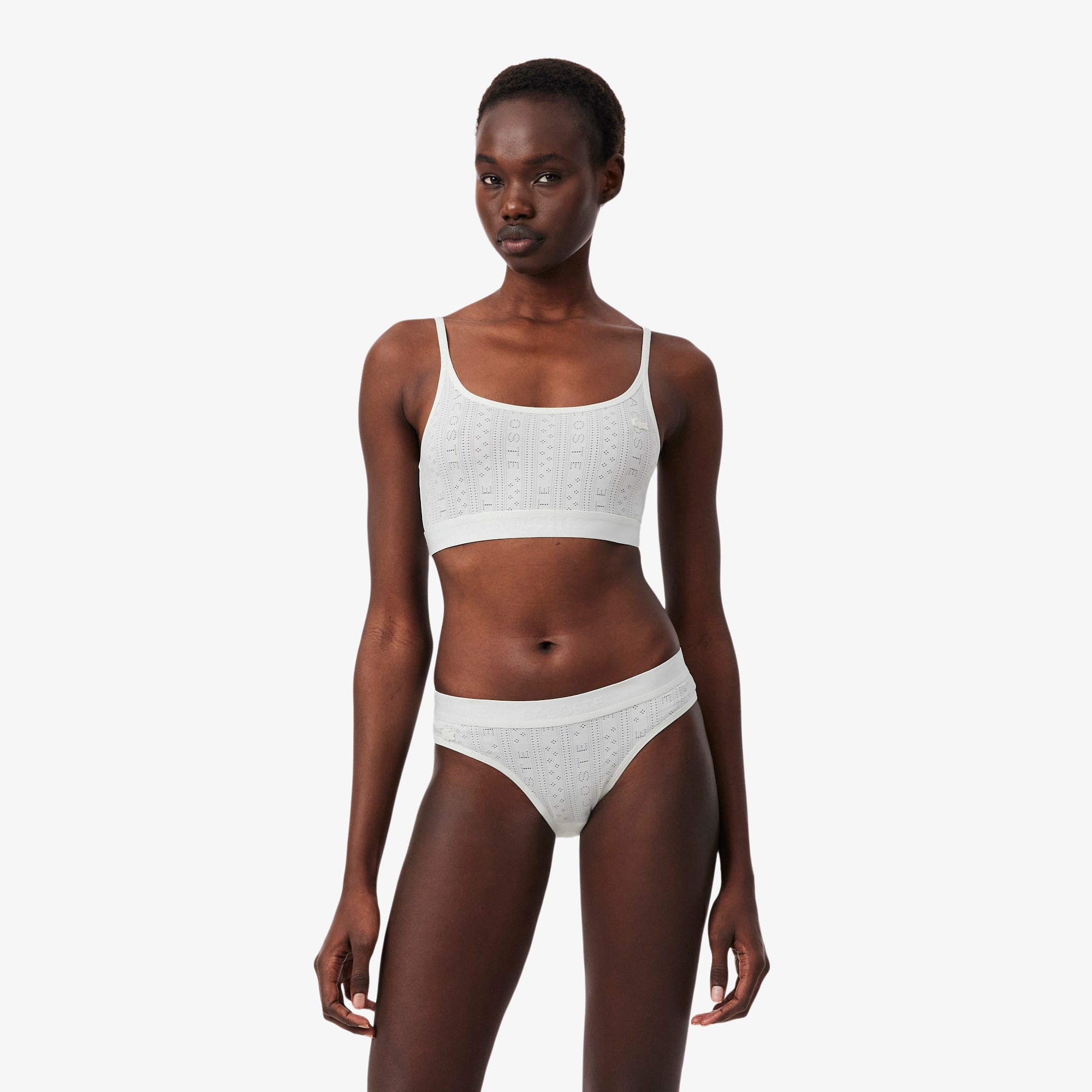 Stretch Pointelle Briefs - White