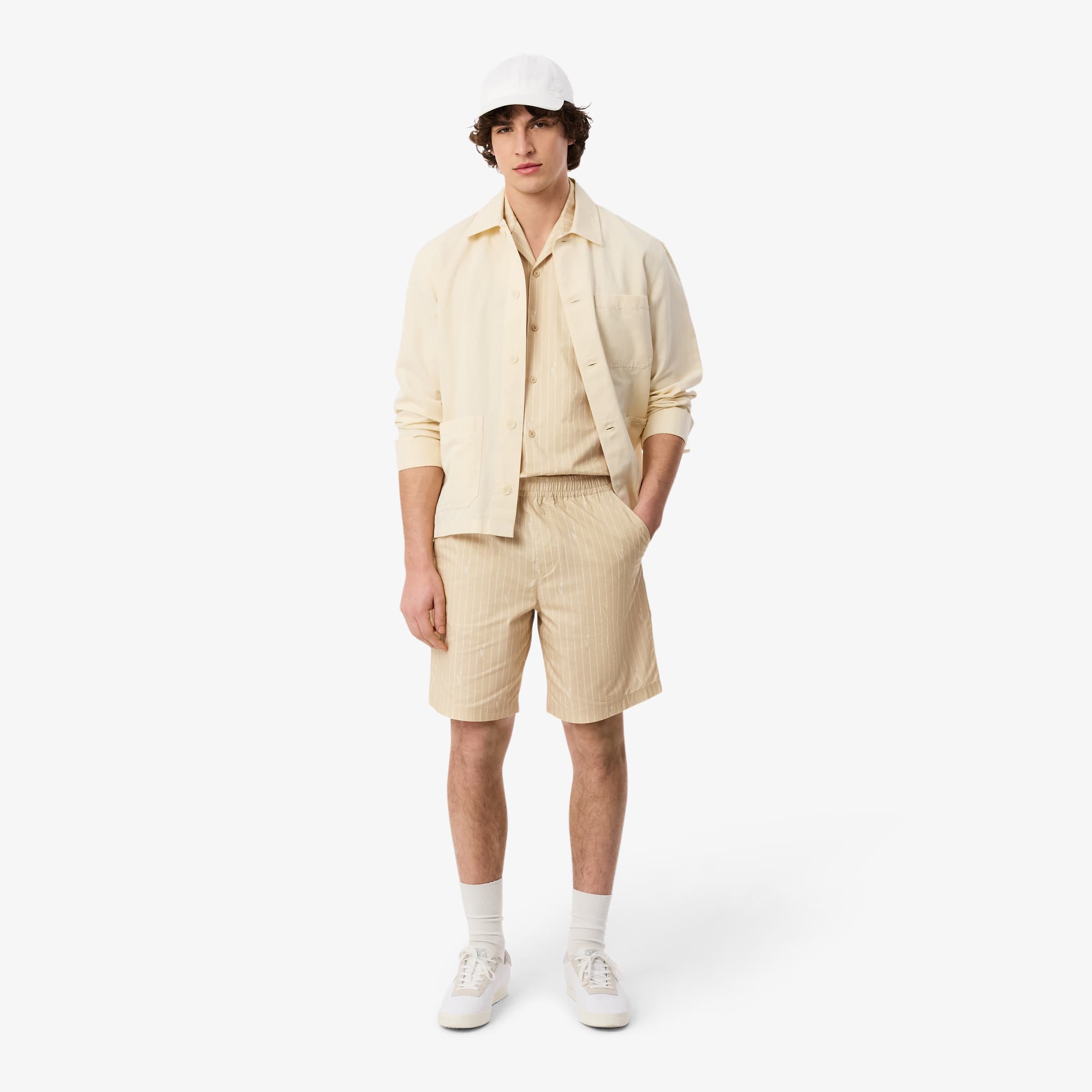 Relaxed Fit Print Twill Shirt - Beige / Blanc