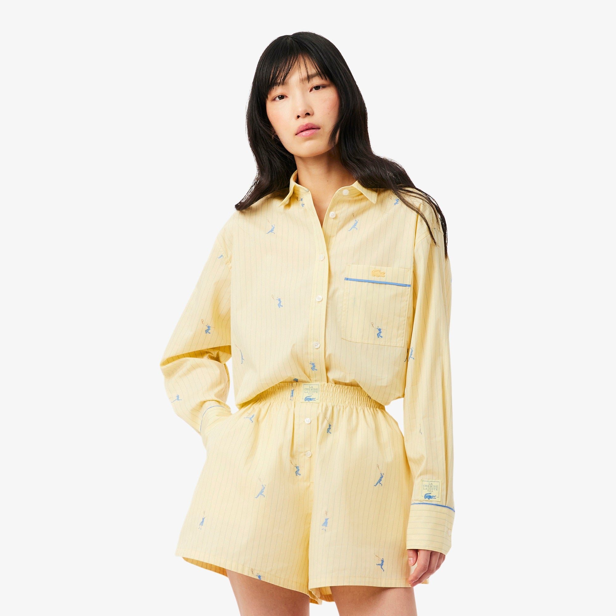 Oversized Shirt with Motifs - Jaune / Bleu
