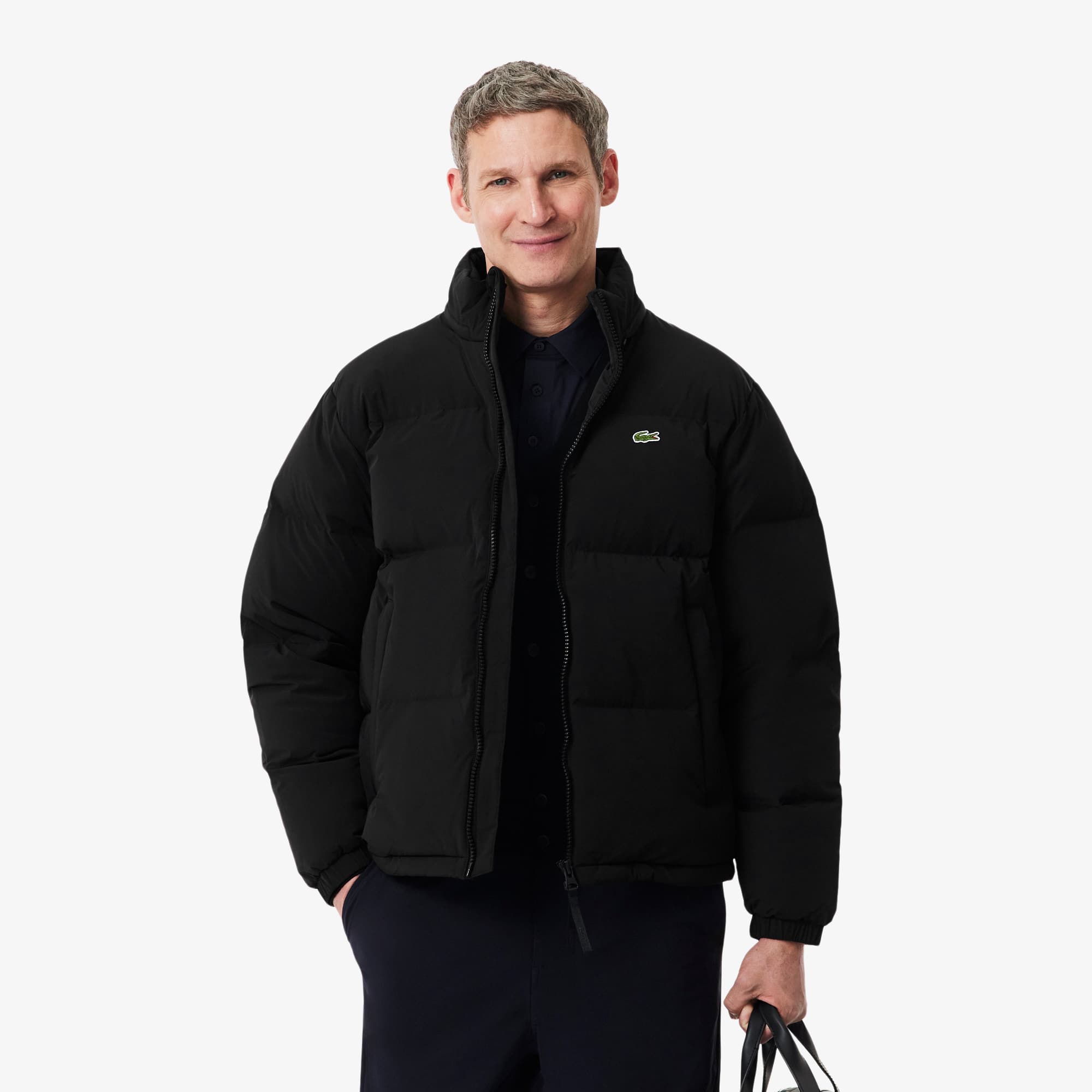 Men's Water-Repellent Hooded Down Jacket - Black