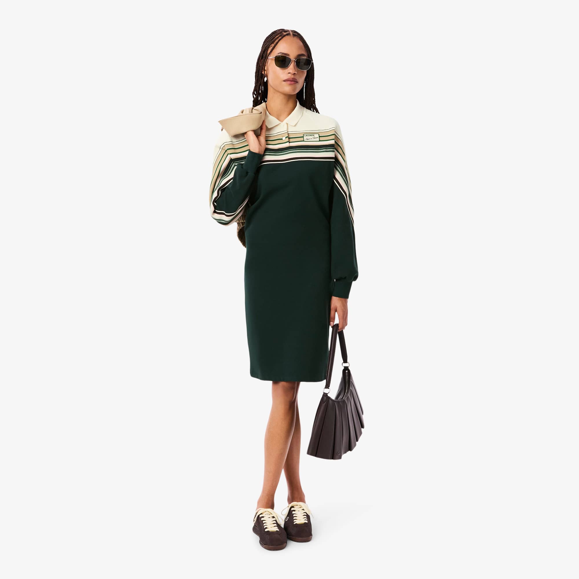 Women's Slim Fit Made In France Piqué Dress - Green / White