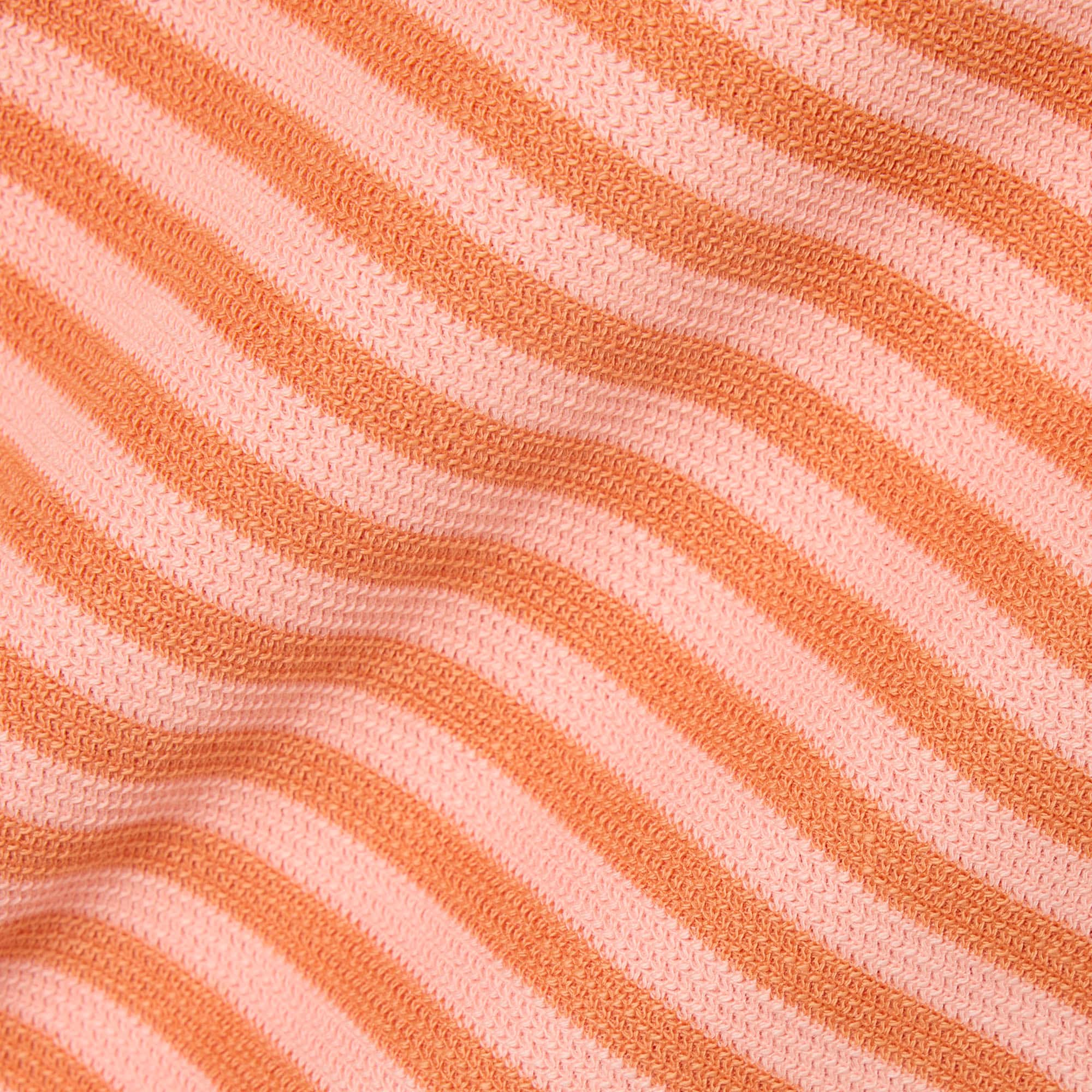 Textured Striped Cotton T-Shirt - Rose / Orange