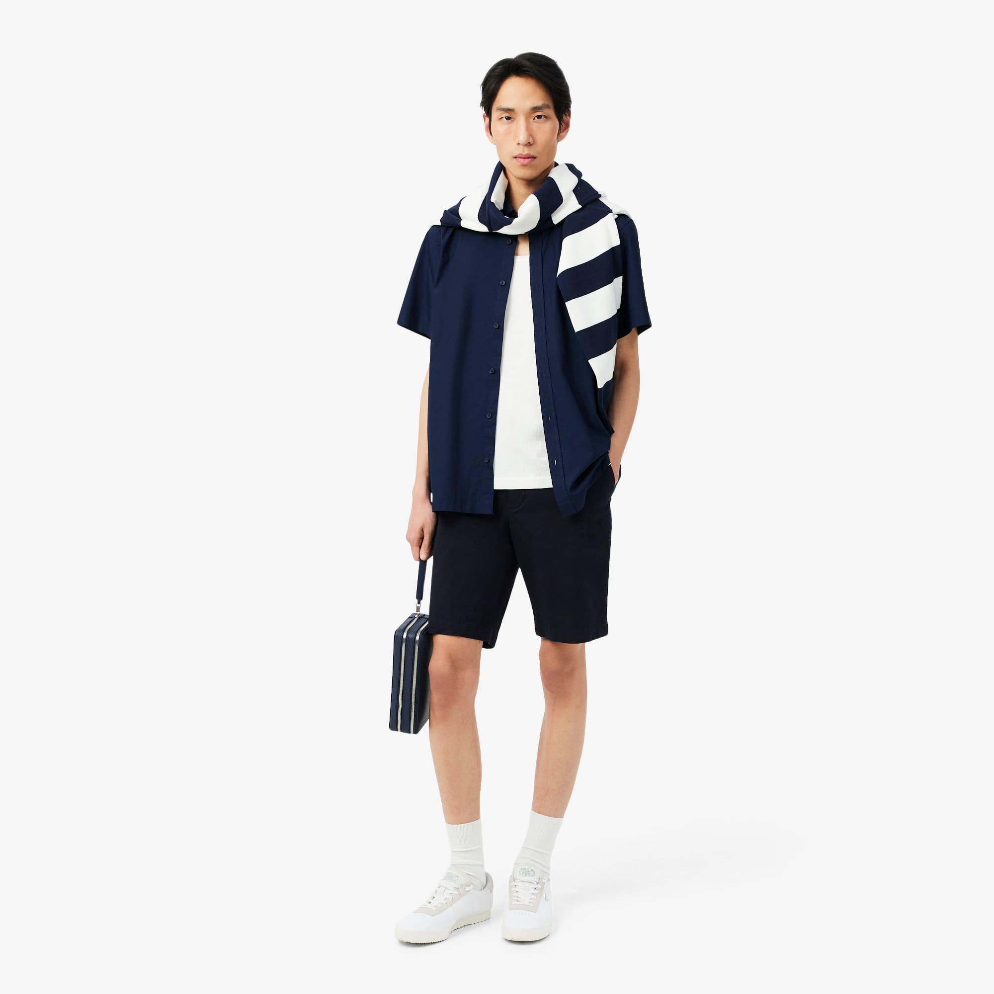 Regular Fit Short Sleeved Poplin Shirt - Navy Blue