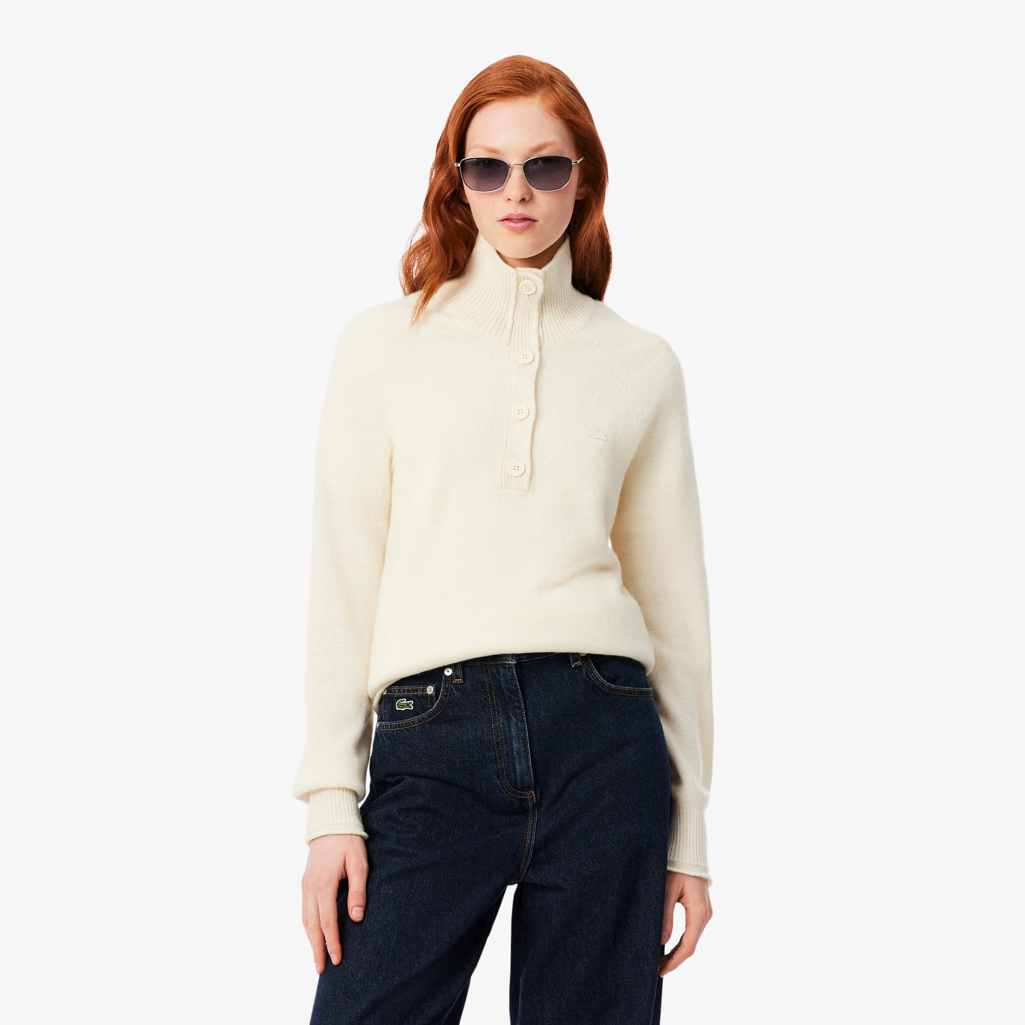 Women's Wool High-Neck Sweater - Cream