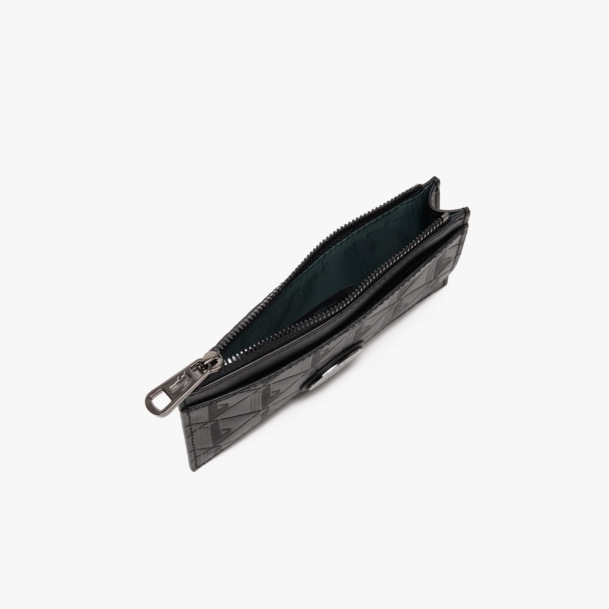 Monogram Leather Zip Card Holder - Black