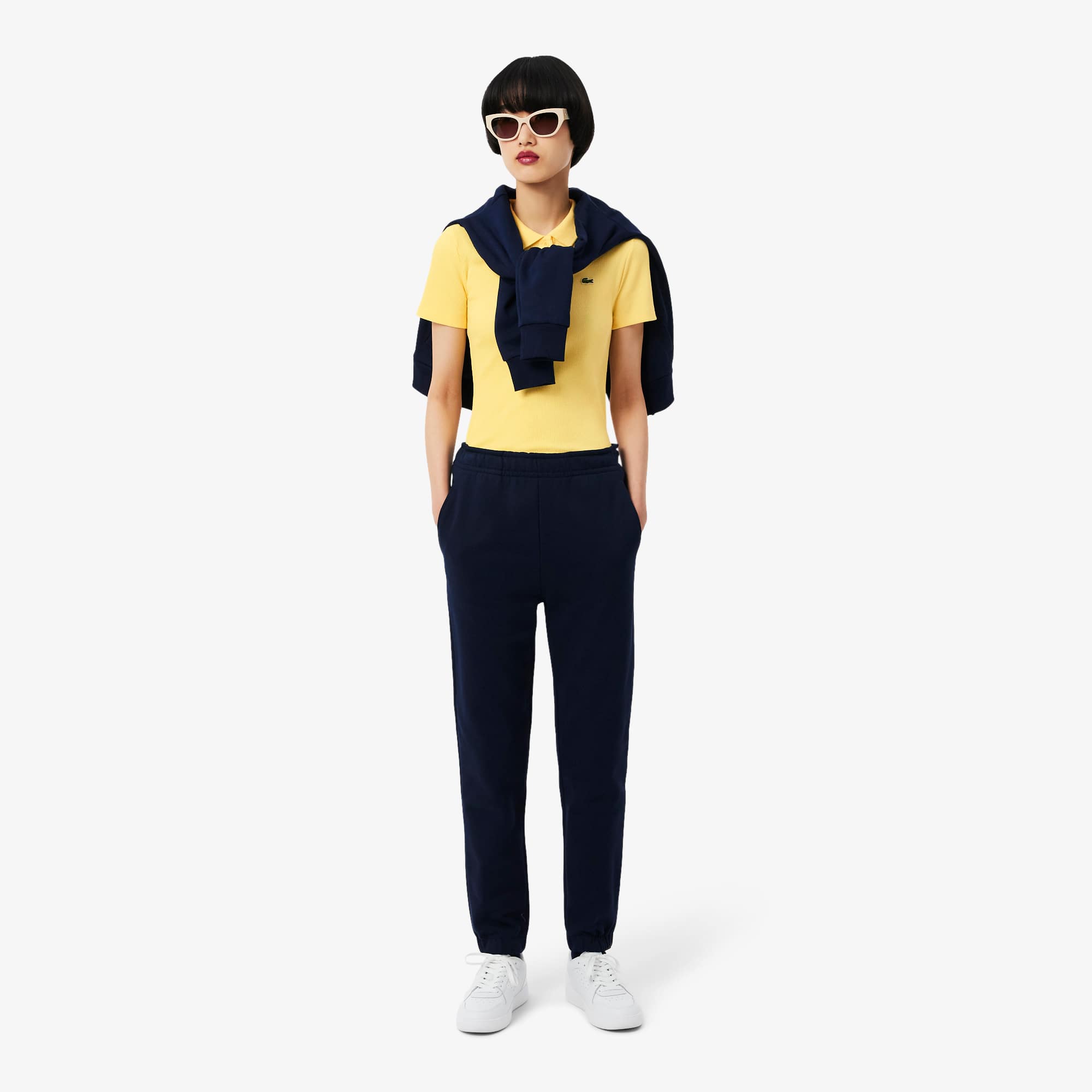 Women's Slim Fit L.12.D Ribbed Cotton Polo - Pastel yellow