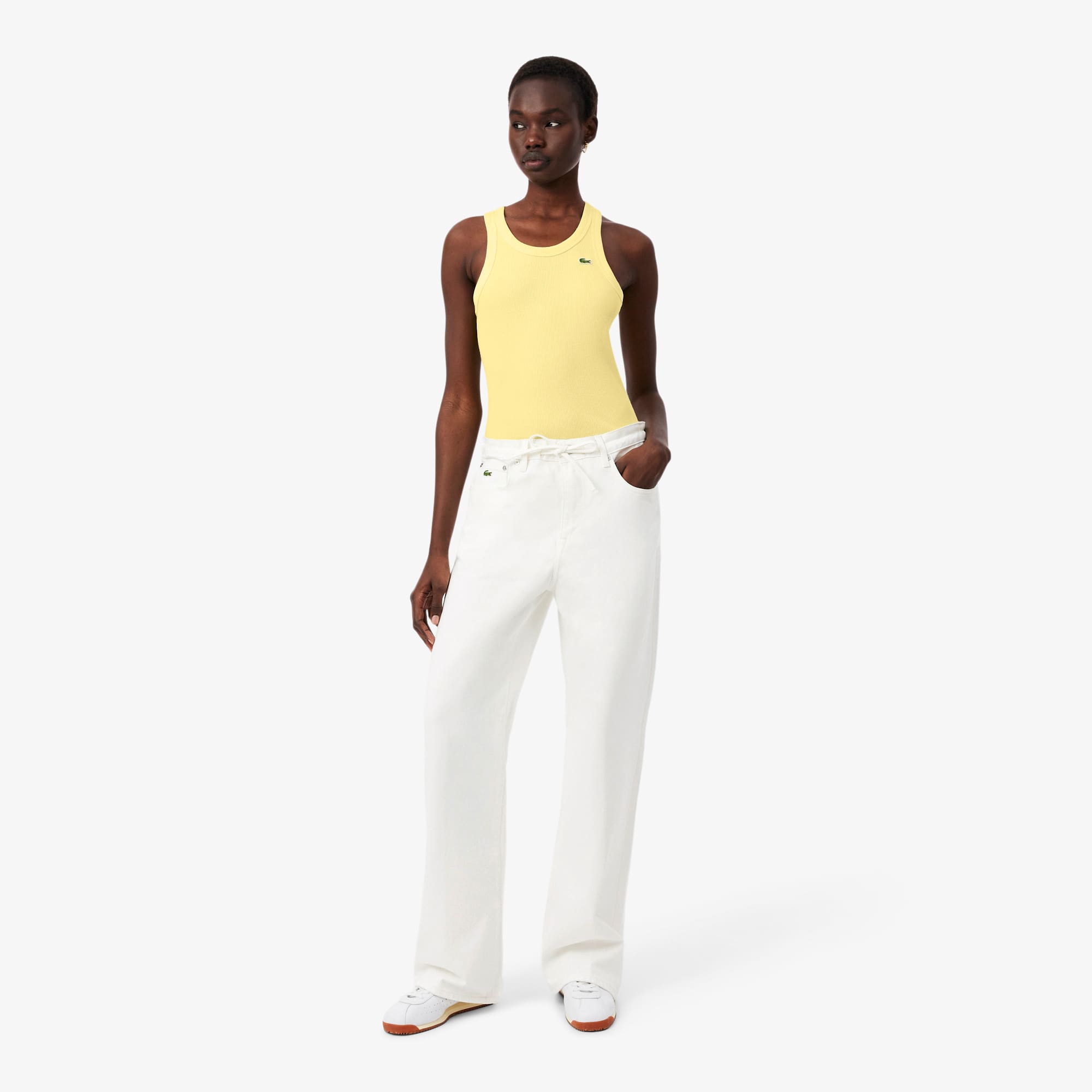 Women's Wide Leg Denim Jeans - White