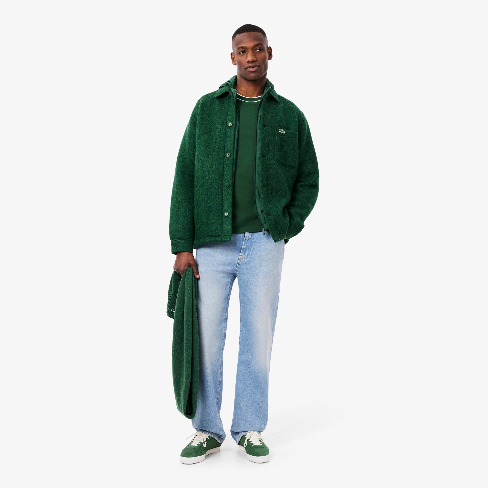 Men's Wool Blend Overshirt - Pine green