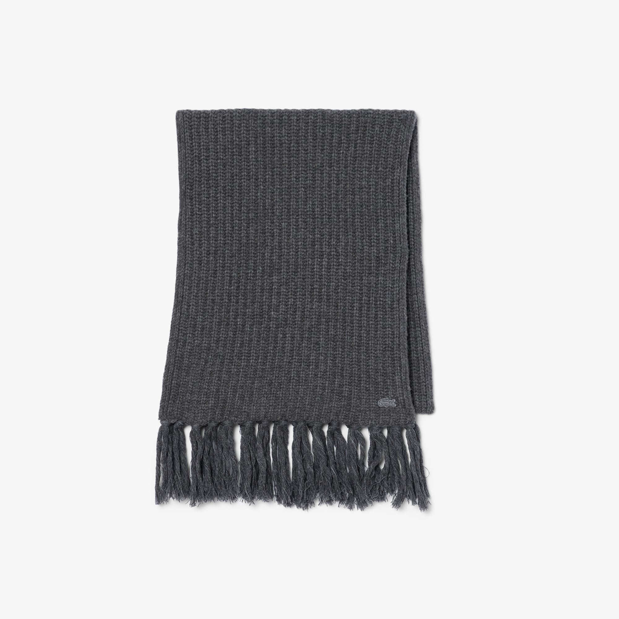 Women's Fringed Wool Scarf - Grey pitch