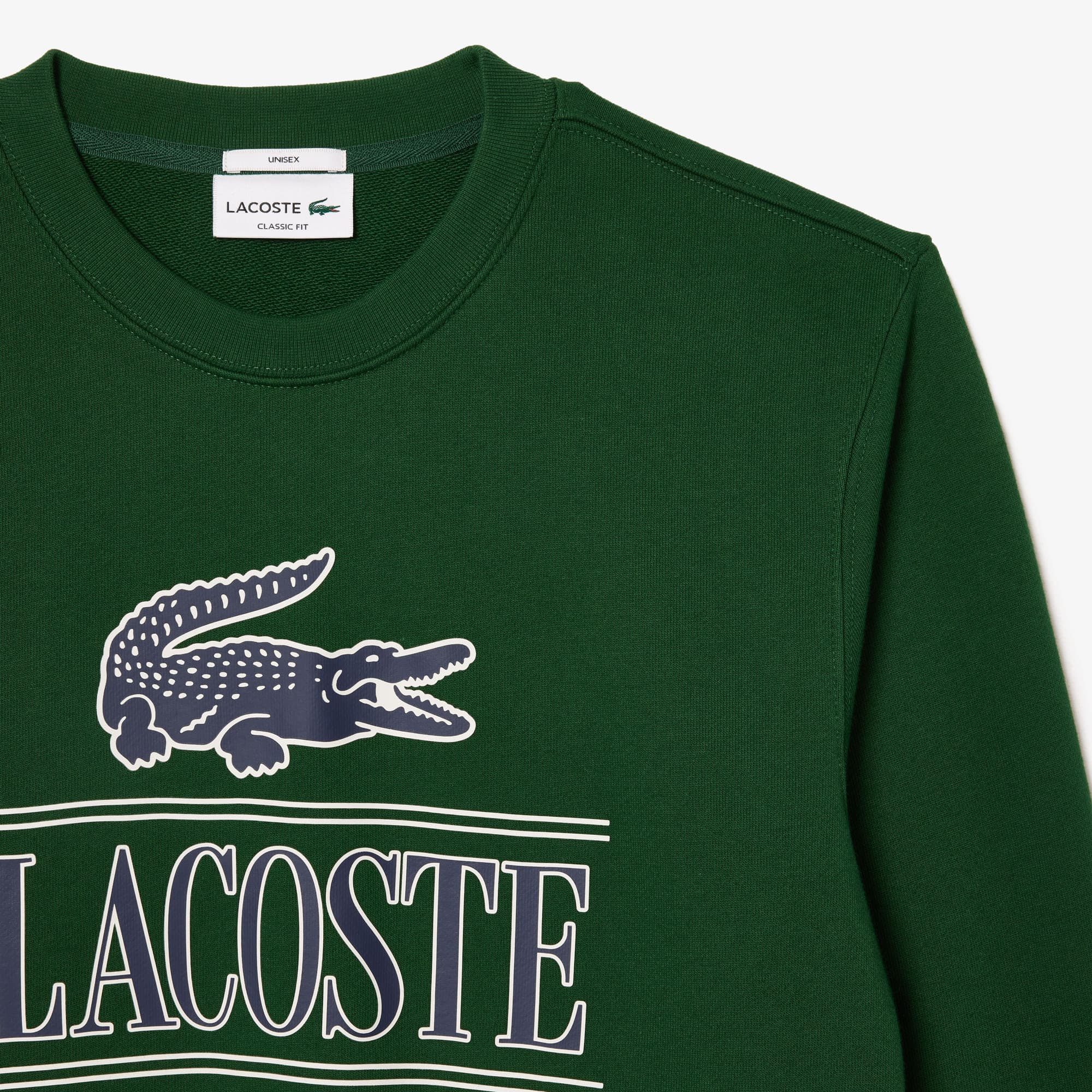 Unisex Fleece Crew Neck Print Sweatshirt - Pine green