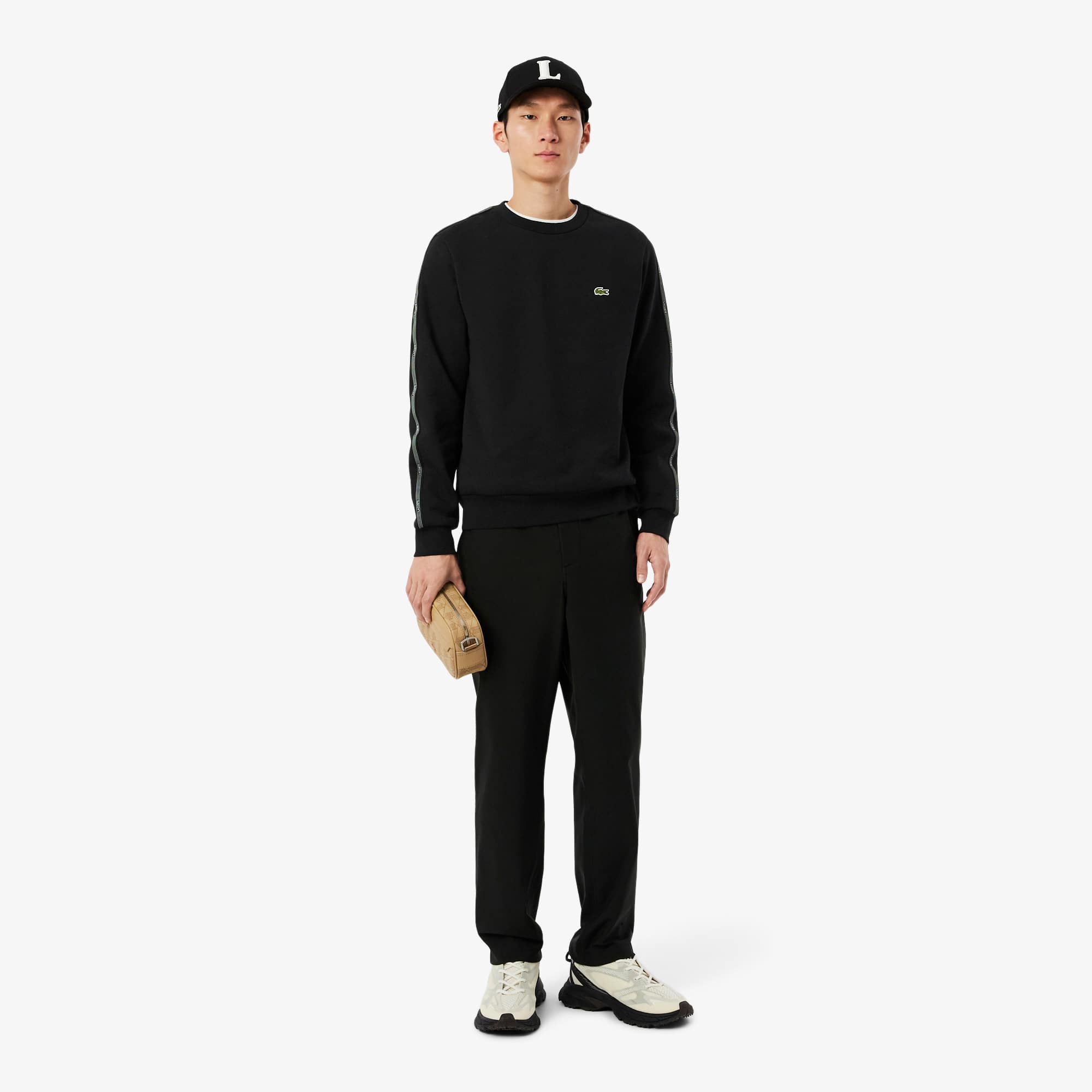 Stripe Band Fleece Sweatshirt - Black