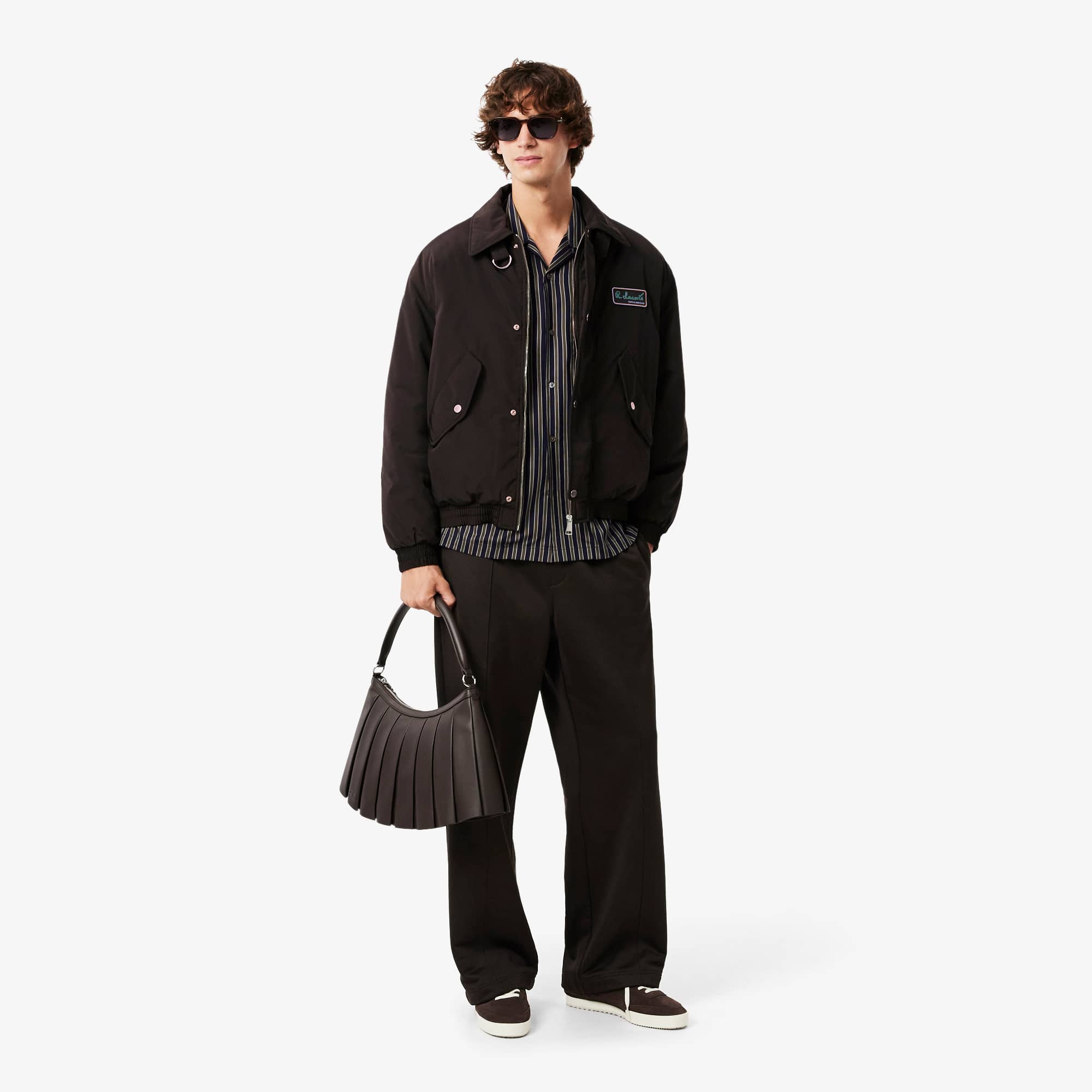 Men's Water-Repellent Aviator Badge Jacket - Brown