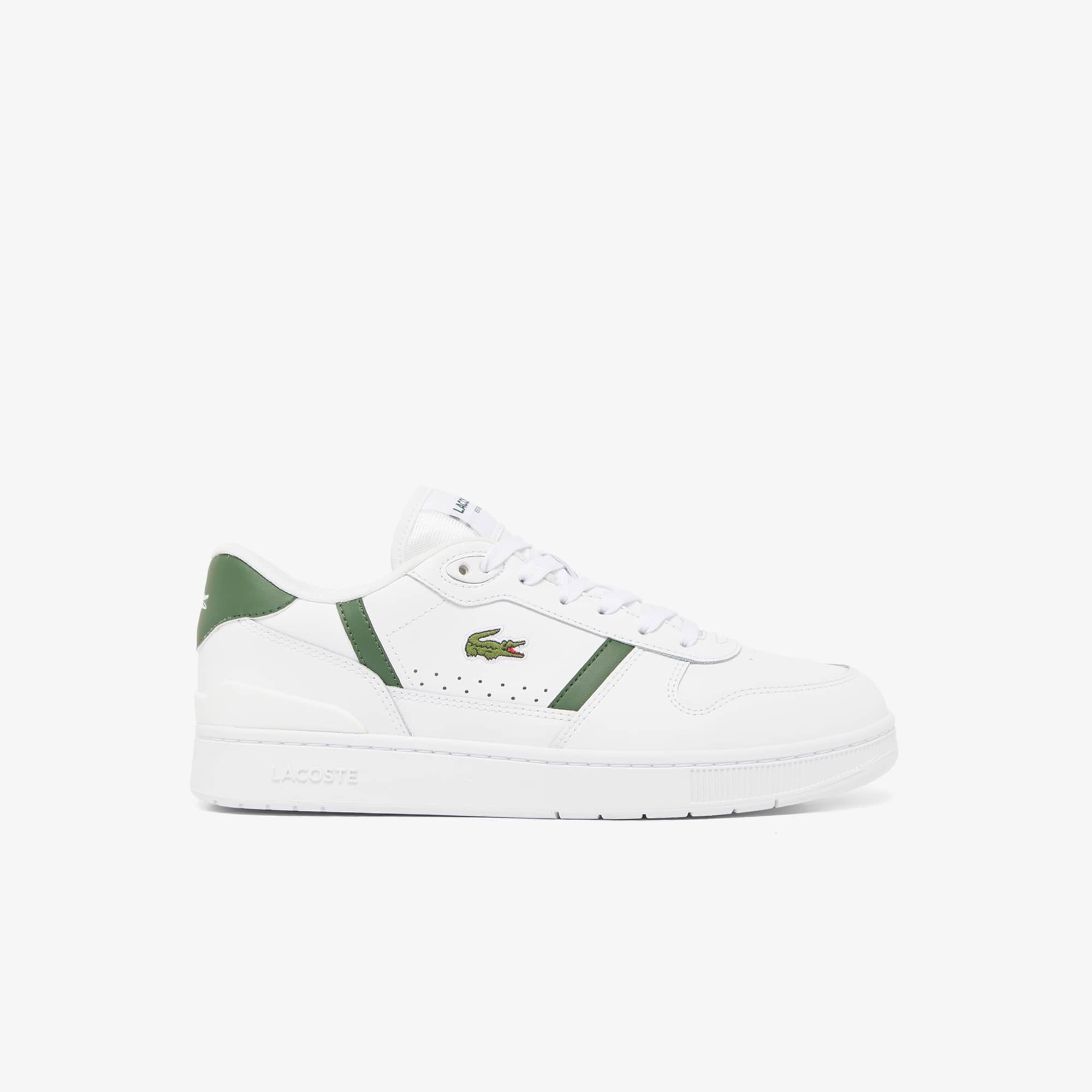 Men's T-Clip Set Leather Sneakers - WHITE/DARK GREEN
