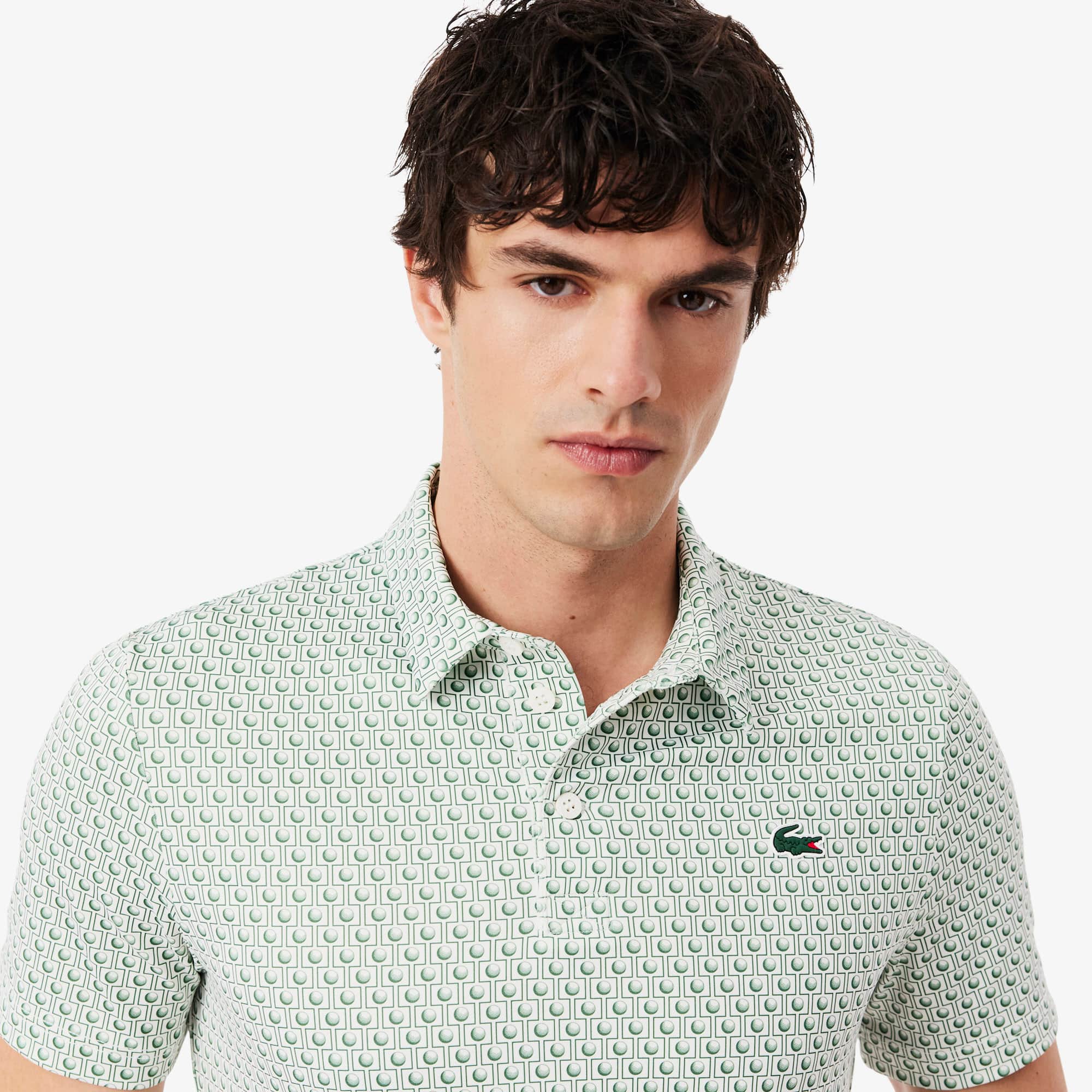 Regular Fit Printed Golf Polo - White / Green