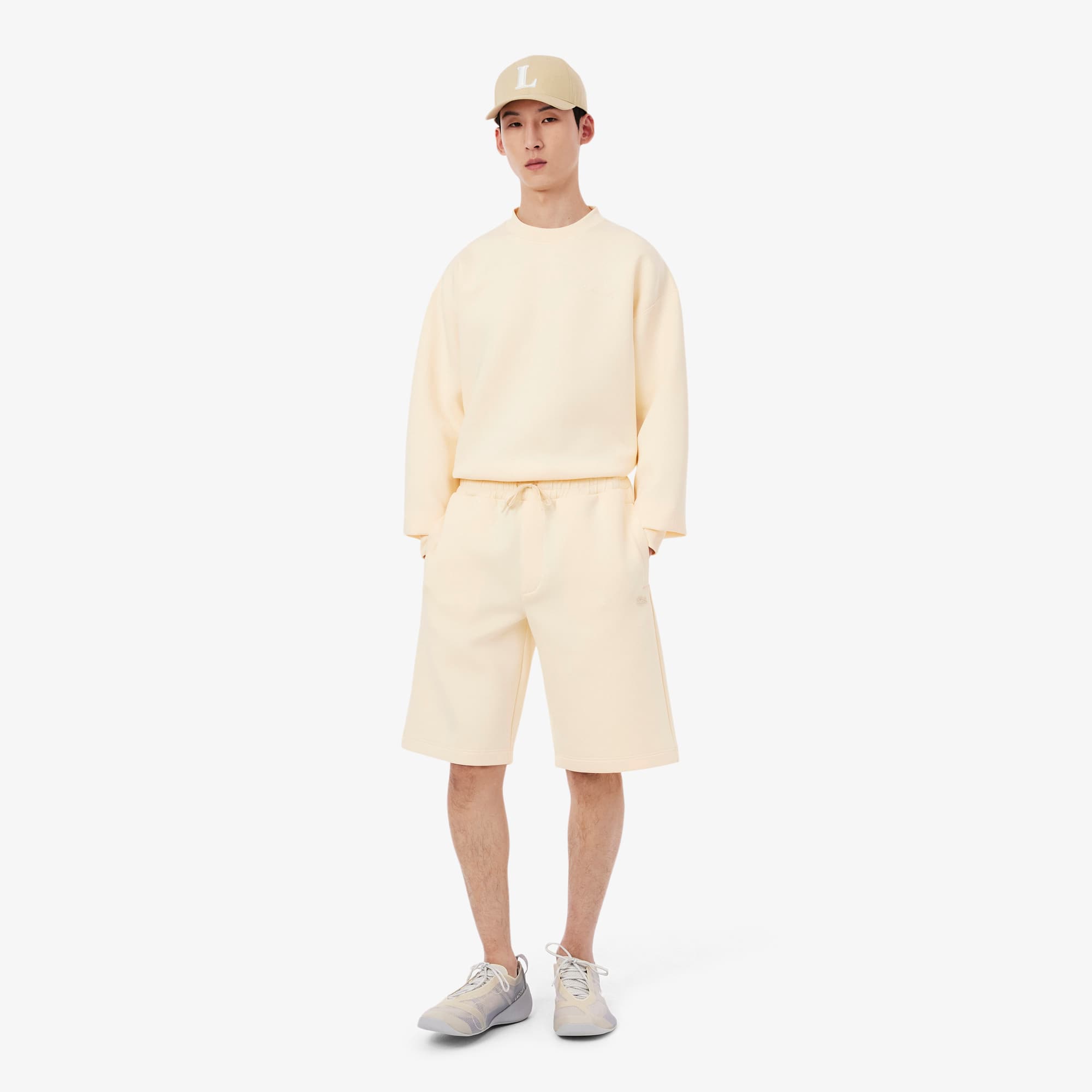 Relaxed Fit Interlock Shorts - Beige