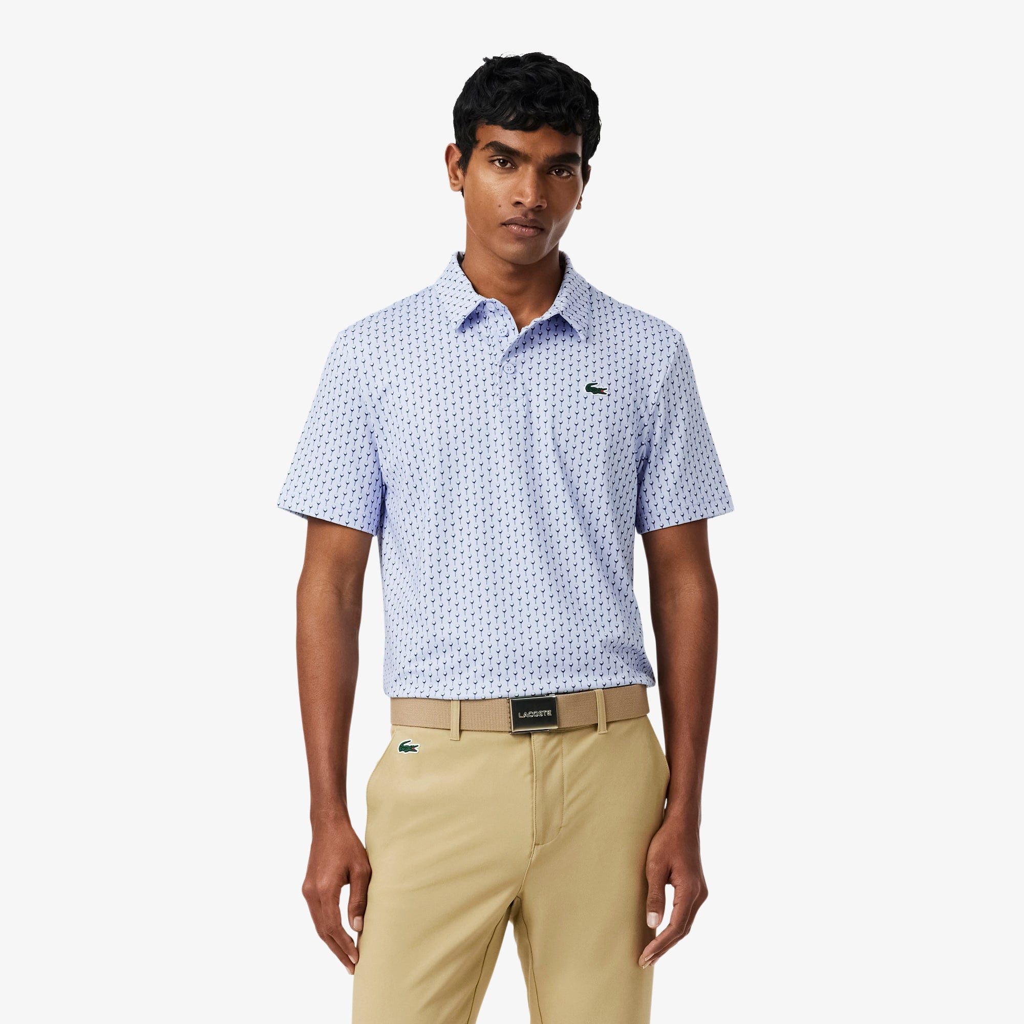 Regular Fit Printed Golf Polo - Bleu Clair / Bleu Marine