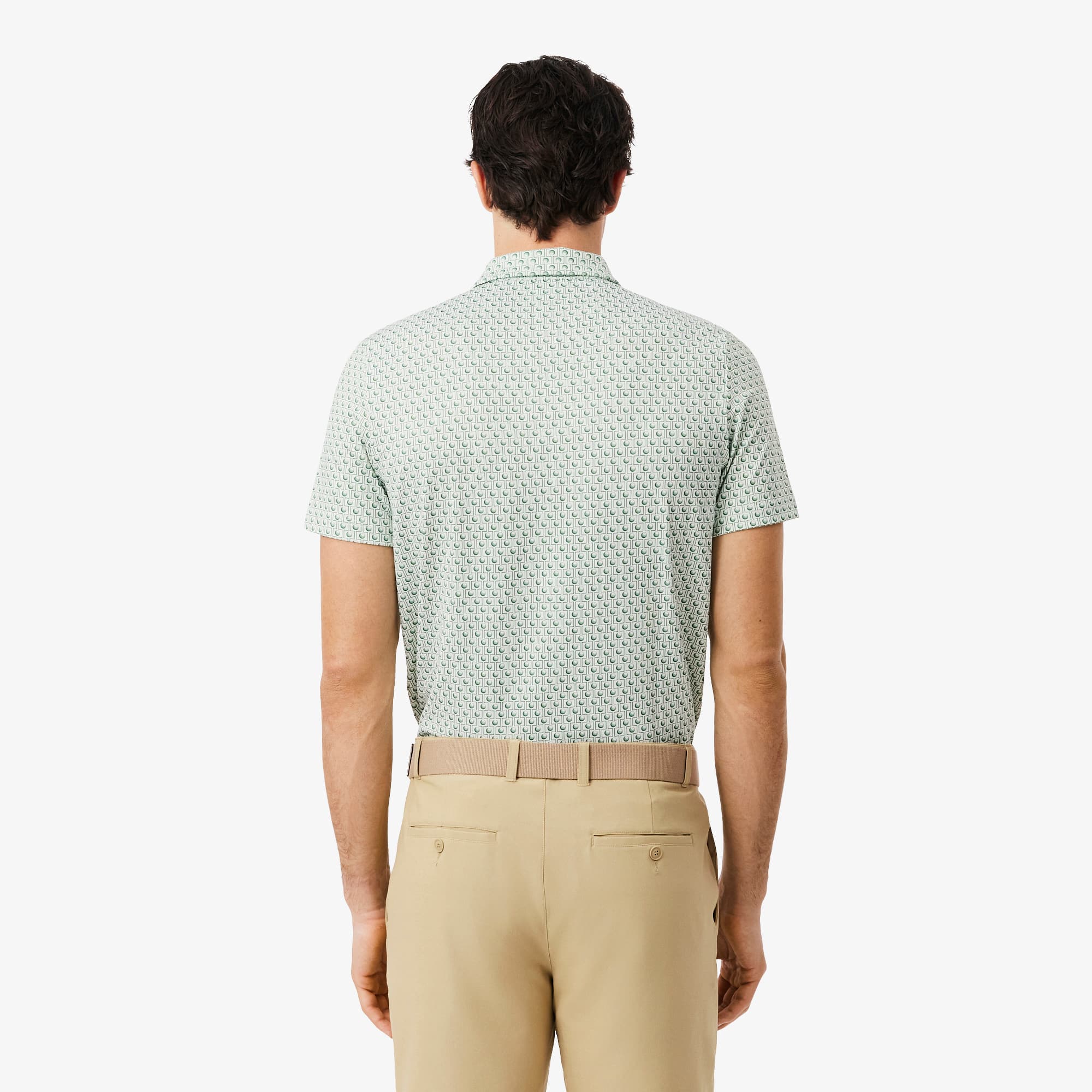 Regular Fit Printed Golf Polo - White / Green