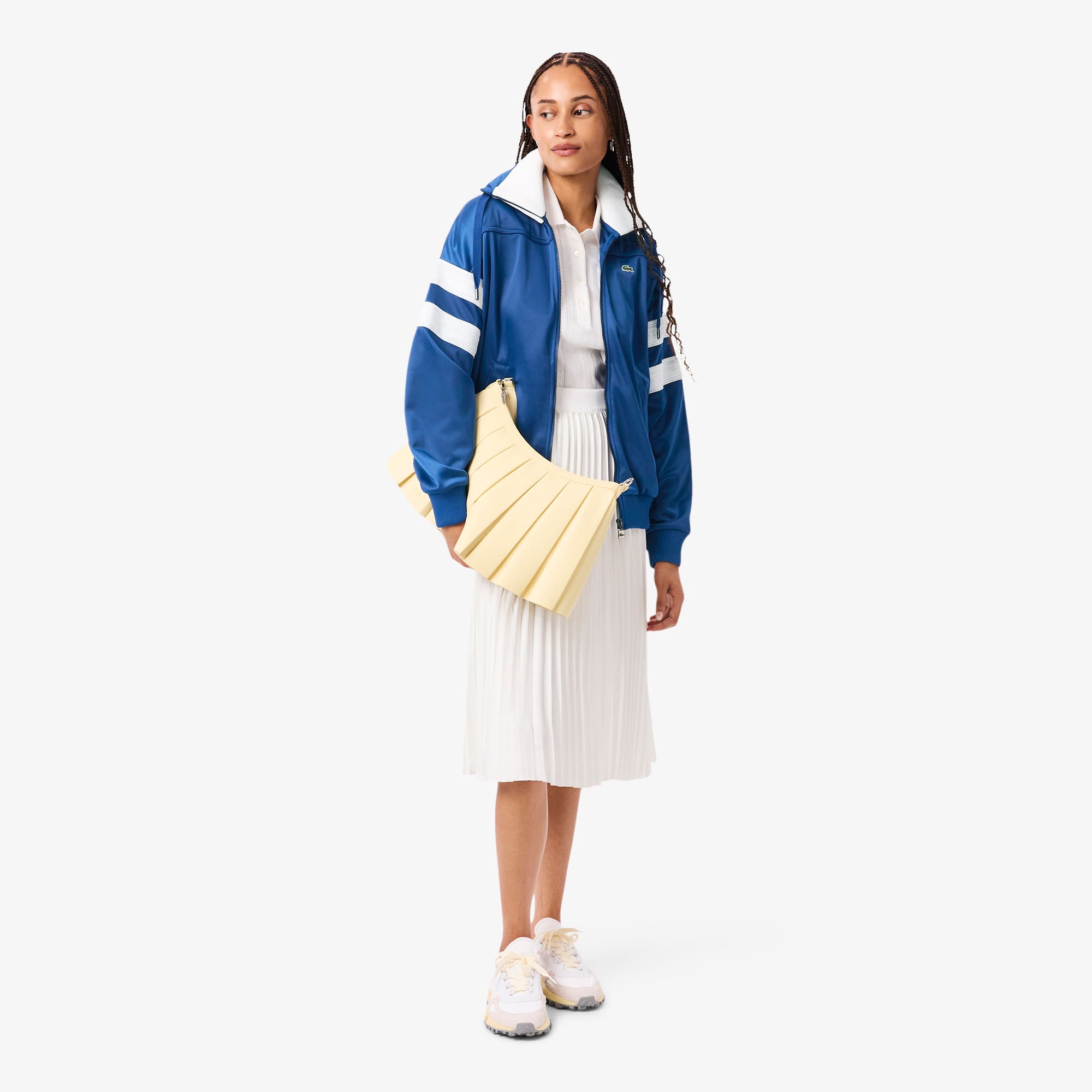 Women's Oversized Pointelle Stripe Satin Sweatshirt - Blue