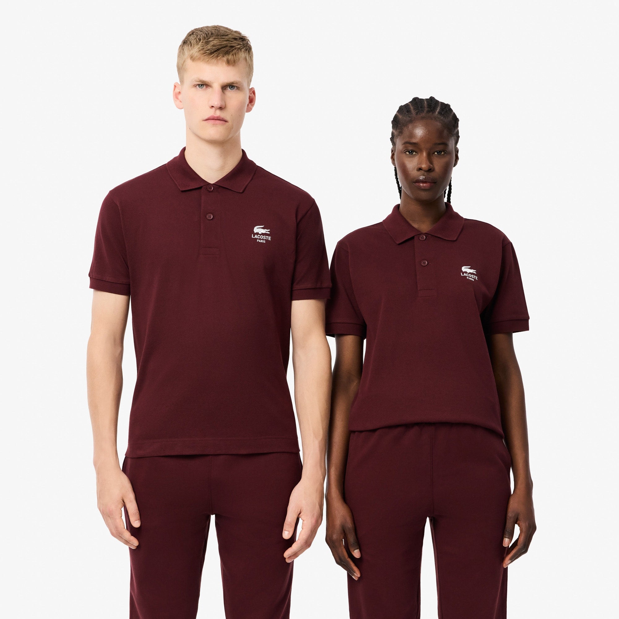 Unisex Classic Fit Signature Print L.12.12 Polo - Bordeaux dark