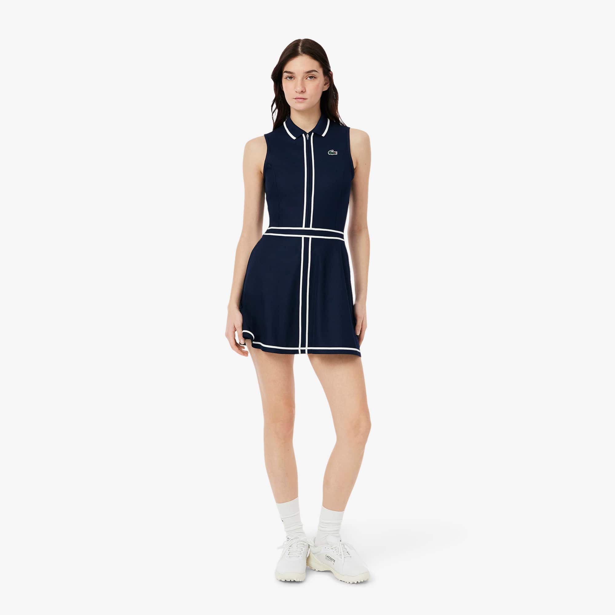 Women's Ultra Dry Heritage Trim Golf Dress - Navy Blue / White / Navy Blue