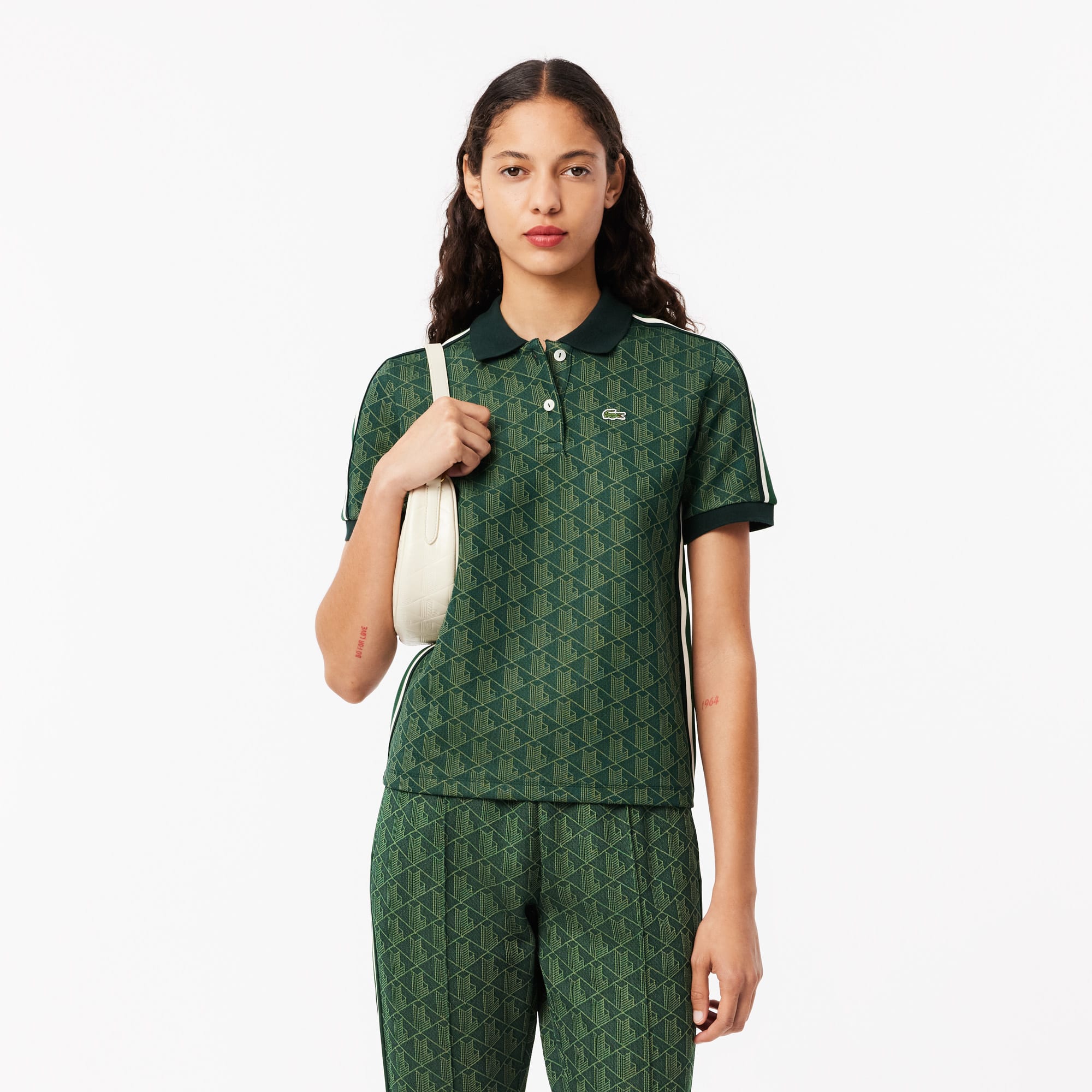 Women's Slim Fit Monogram Polo - Green / Khaki Green