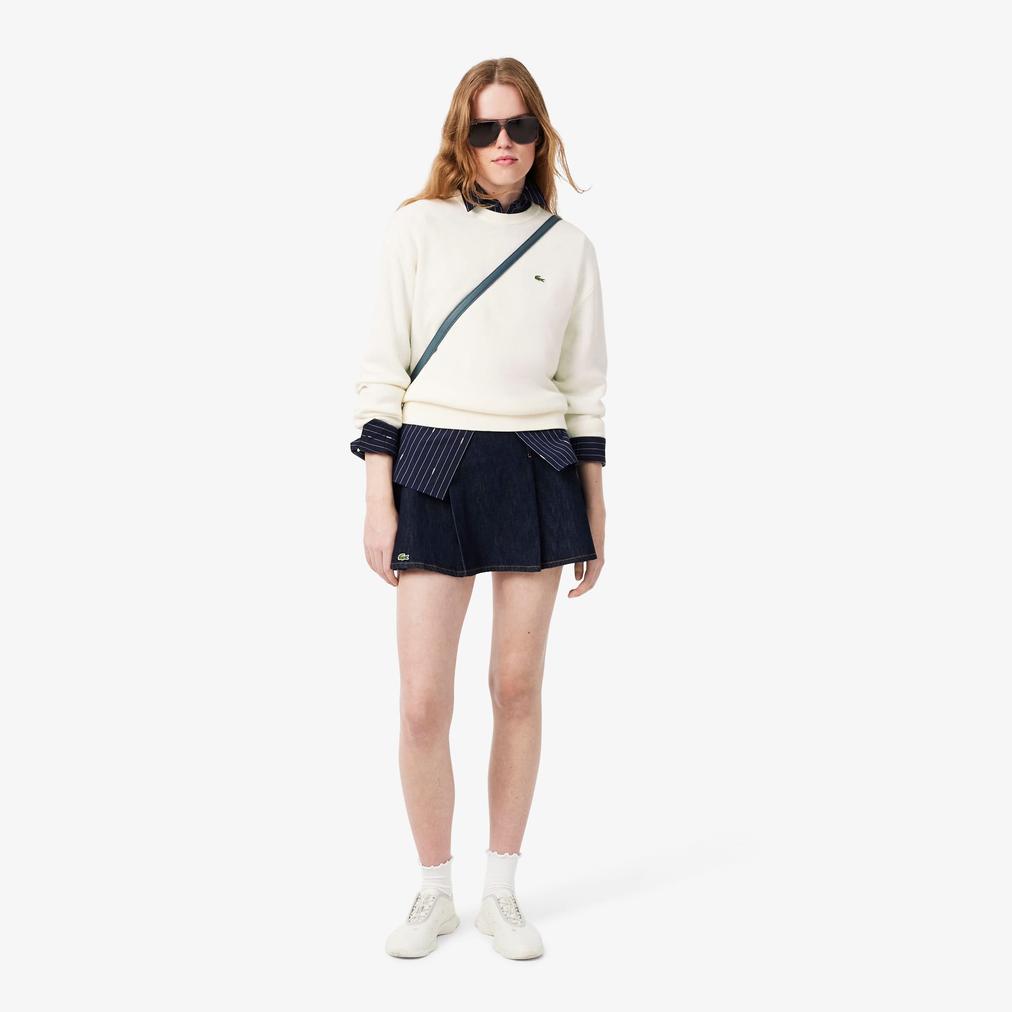 Women's Relaxed Fit Cotton Crew Neck Sweater - White
