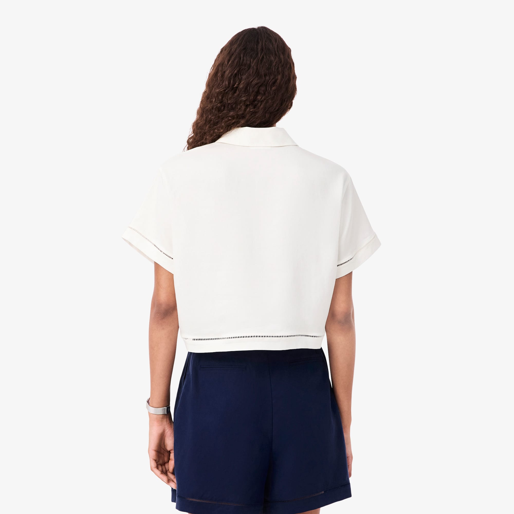 Oversized Fluid Twill Polo - White