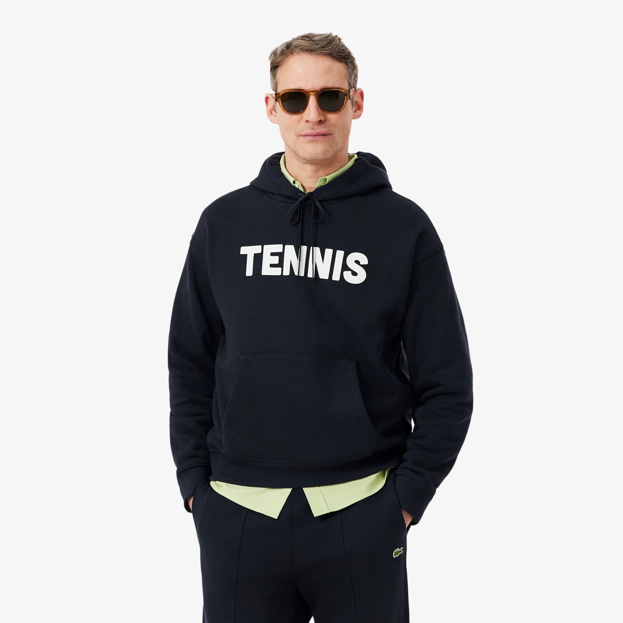 Tennis Print Hoodie - Black