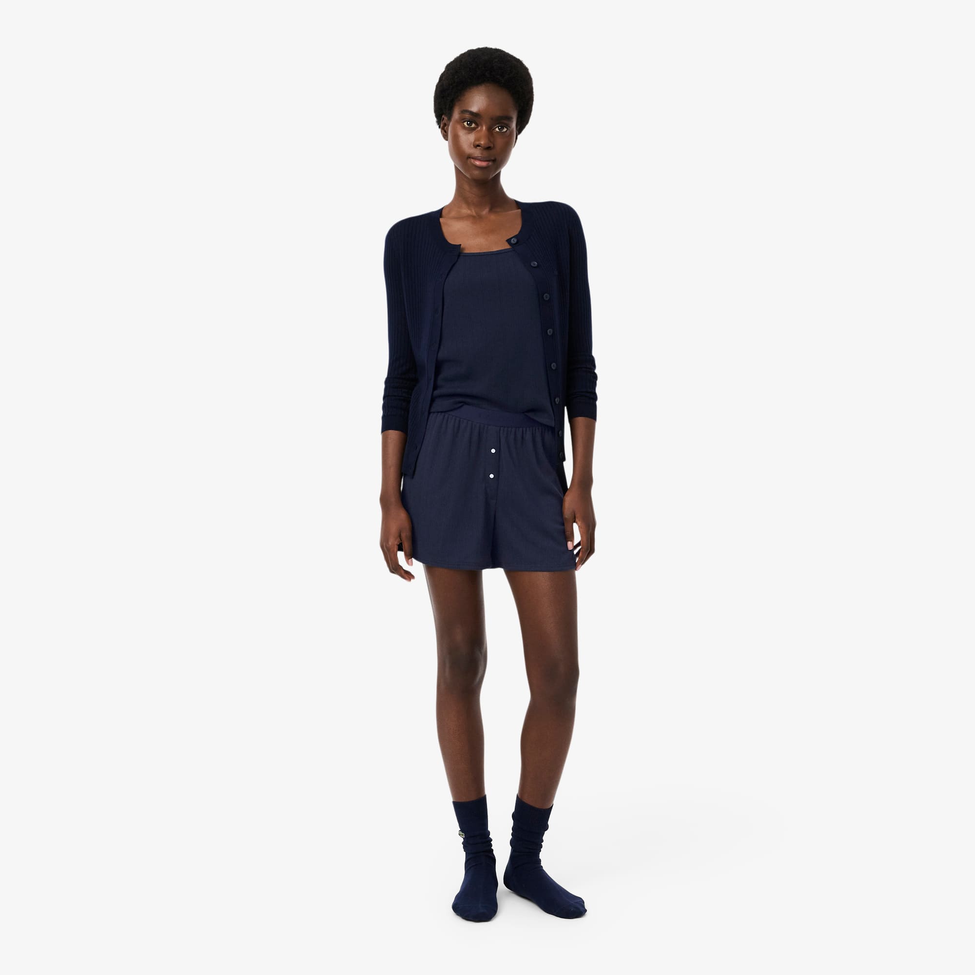 Pointelle Pajama Set - Navy Blue